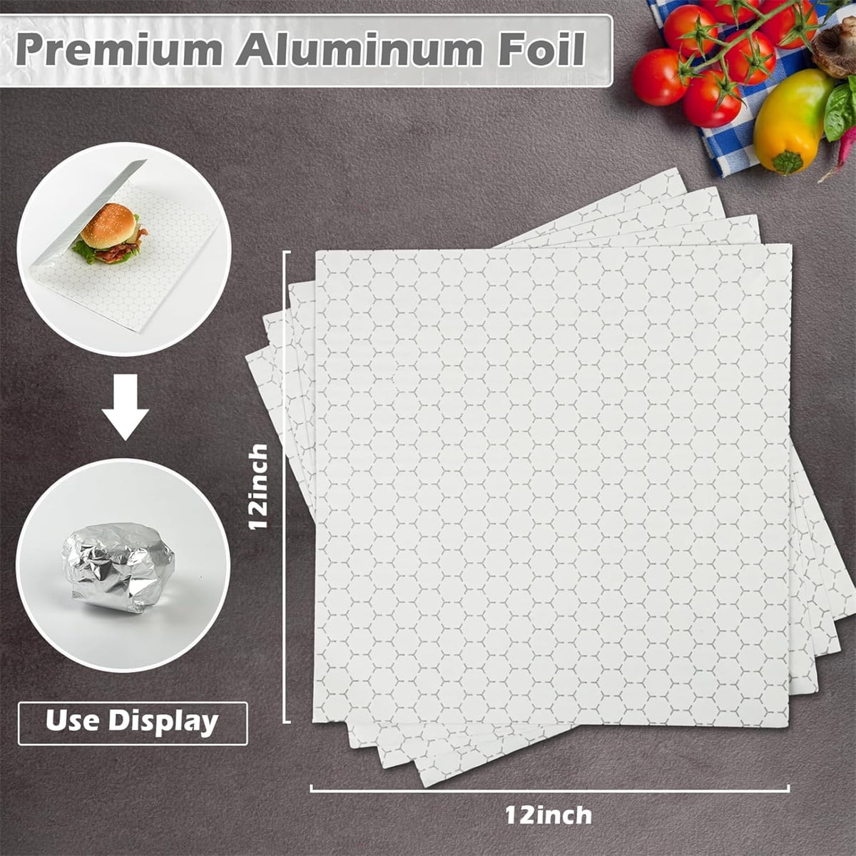 50 Pcs Sandwich Wrap Paper Insulation Paper Aluminum Foil Sheets for Burgers Wrapping Pre-Cut Foil Paper Heavy Duty BBQ Burrito Wrapping Paper Foil Sheets & β image 2