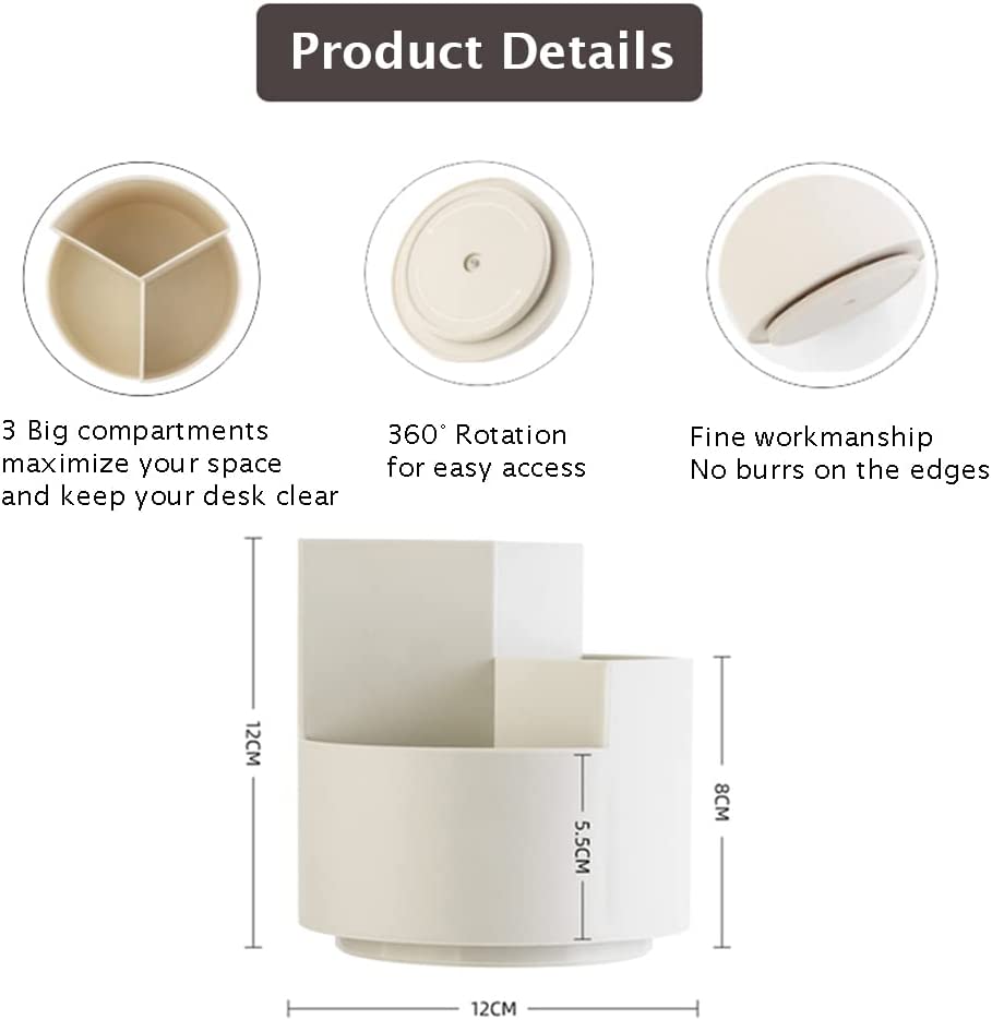 360 degree rotating multi-functional pen holder with 3 separate layer for office desk organiser (Grey) — image 2