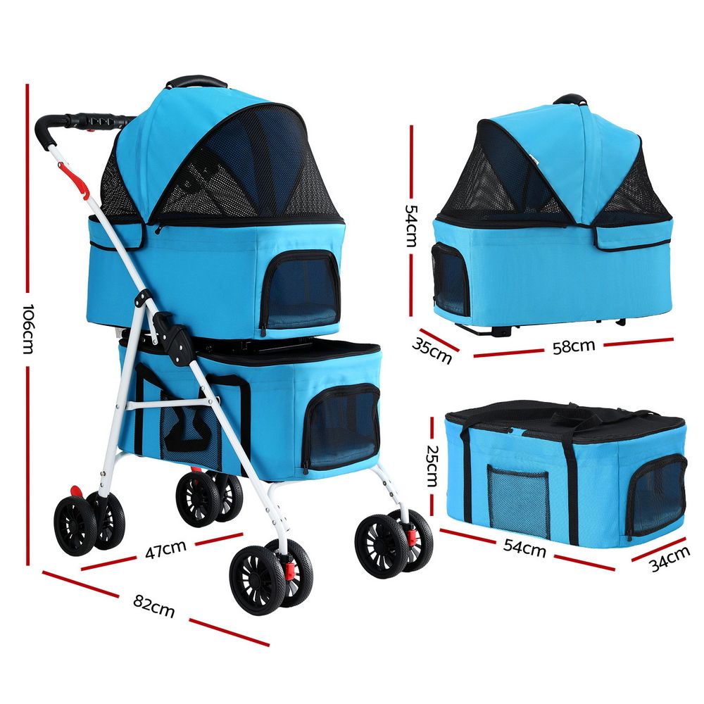 i.Pet Pet Stroller Dog Pram Large Cat Carrier Travel Pushchair Foldable 4 Wheels — image 2