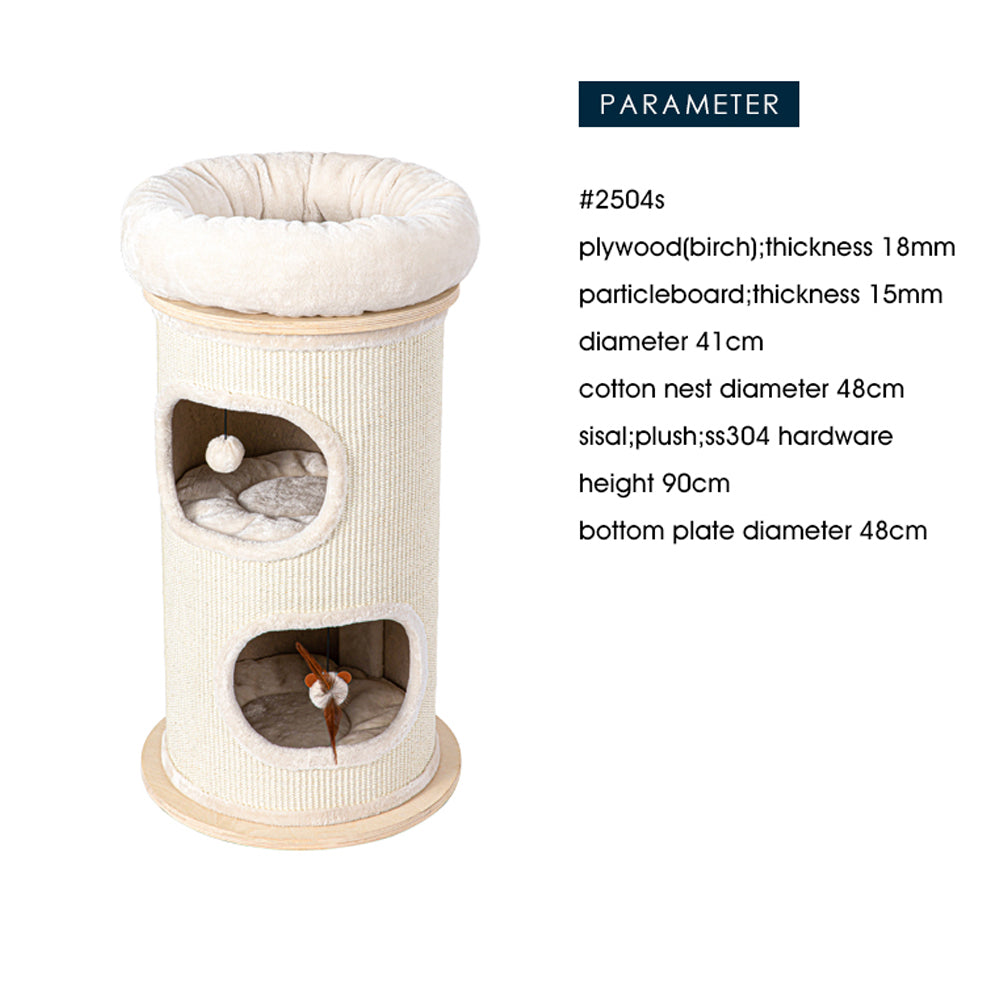 HONEYPOTCAT Cosy Sisal Barrel With Plush Top - Compact 89cm โ image 3