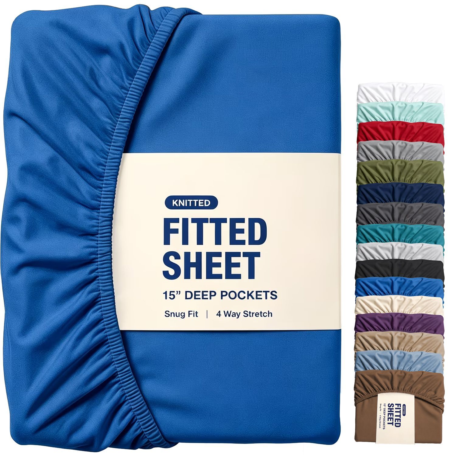 Hotel Quality Fitted Sheet - 1 Piece Fitted Sheet -Breathable Bedding - Wrinkle, Fade, Stain Resistant- 16inch/40cm Deep Pocket Fitted Bed