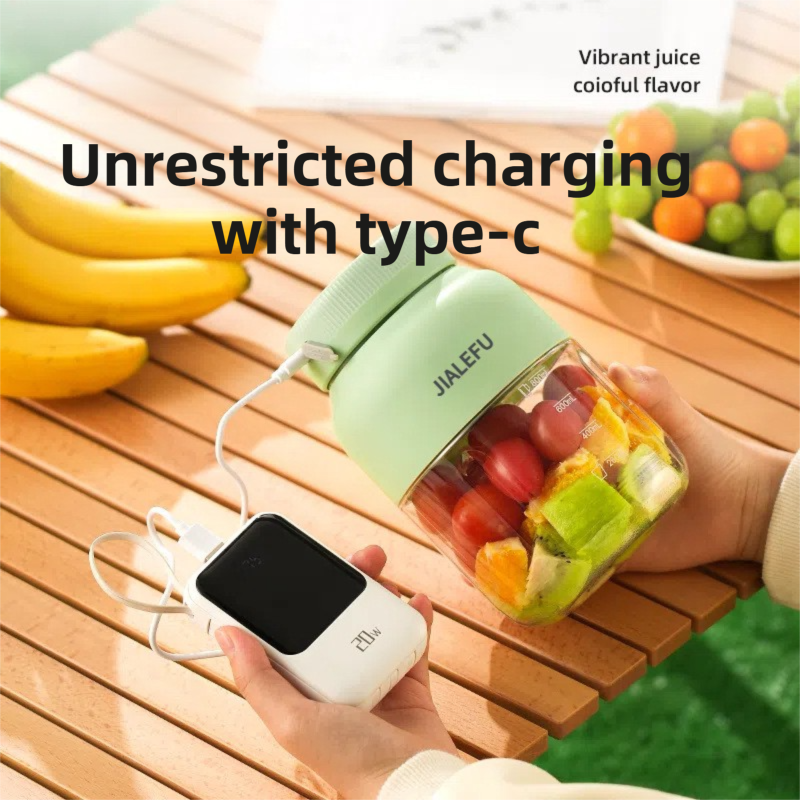 Green Portable 1300ML Multi-Functional Blender with Dual-Drink Lid - 38-Steel Blade Cyclone Juicer & Ice Crusher, Waterproof Type-C Charging — image 5