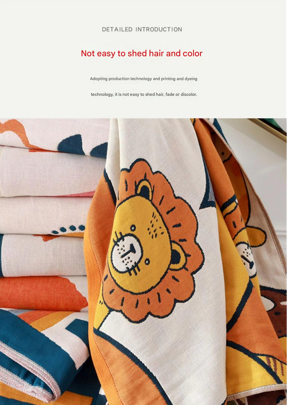 Premium Cartoon Animal Print Gauze Bath Towel - 70x140cm, Soft, Absorbent(Japanese Fan Leaf Orchid 70*140) โ image 2