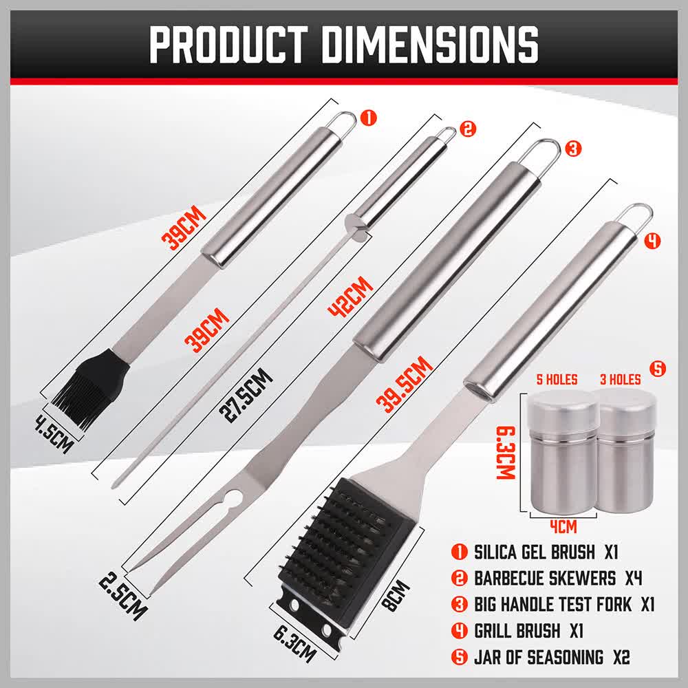 18Pcs BBQ Tool Set Stainless Steel Barbecue Utensil Cooking Grill Outdoor Cook โ image 5