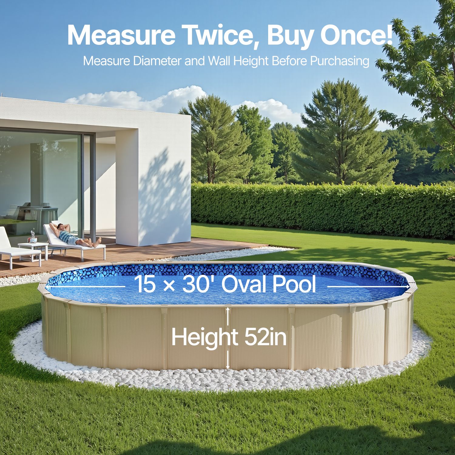 Oval Pool Liner 15x30ft Unibead Style Pool Liner 52in Wall Height โ image 3