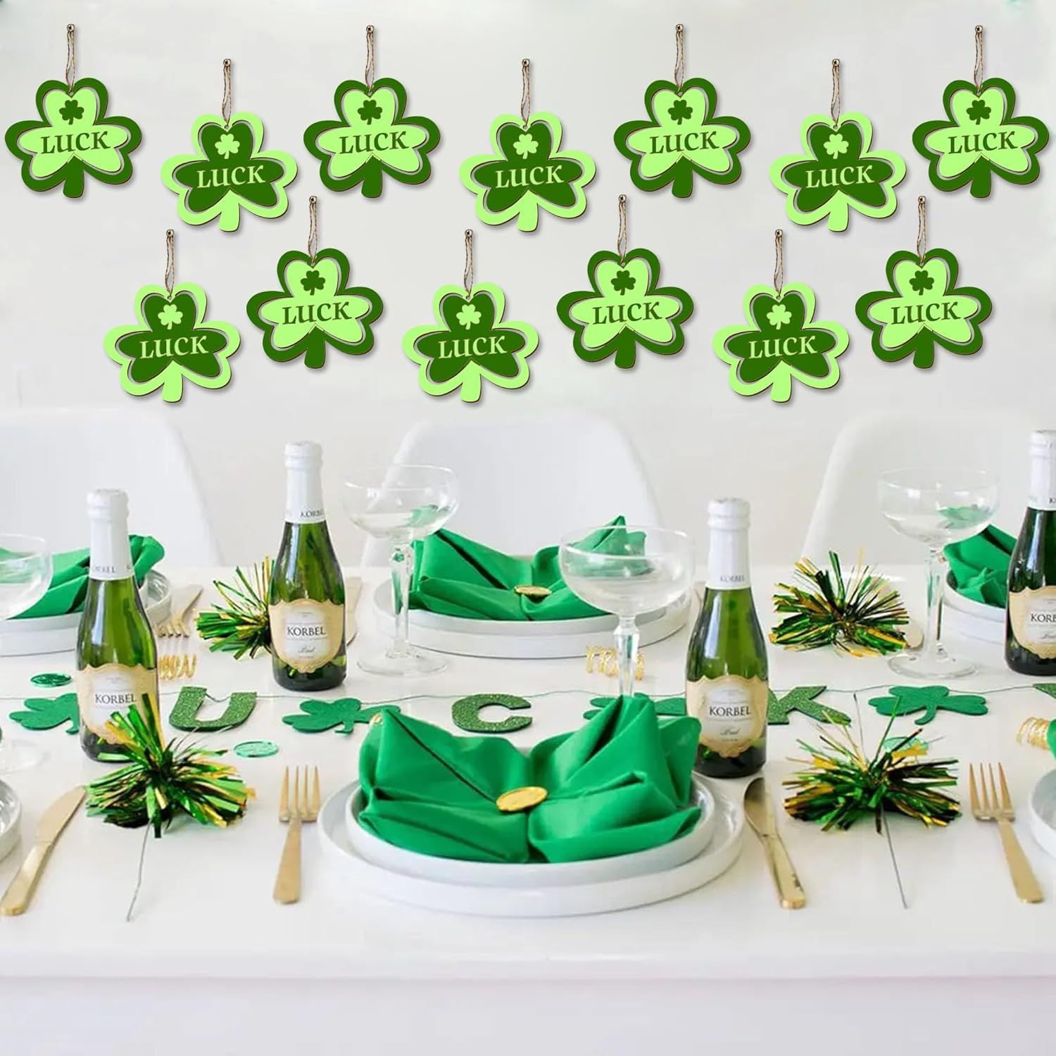20Pcs Wooden Shamrock Ornaments to Paint, 3.2 Inch St. Patrick's Day Unfinished Wood Shamrock Cutouts, DIY Blank Luck Clover Shape Hanging Ornaments Ropes with — image 6