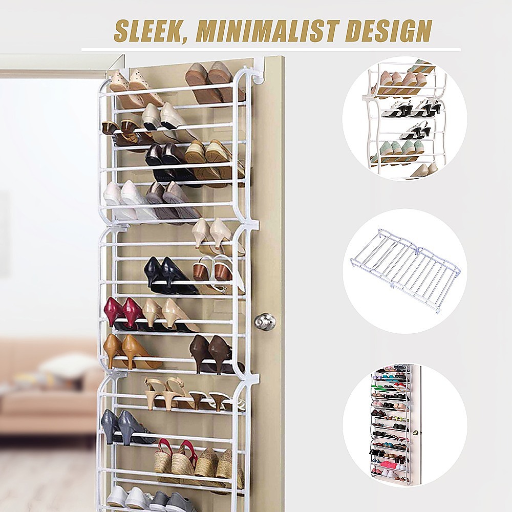 36 Pair Shoe Holder Organiser Over The Door Hanging Shelf Rack Storage Hook โ image 5