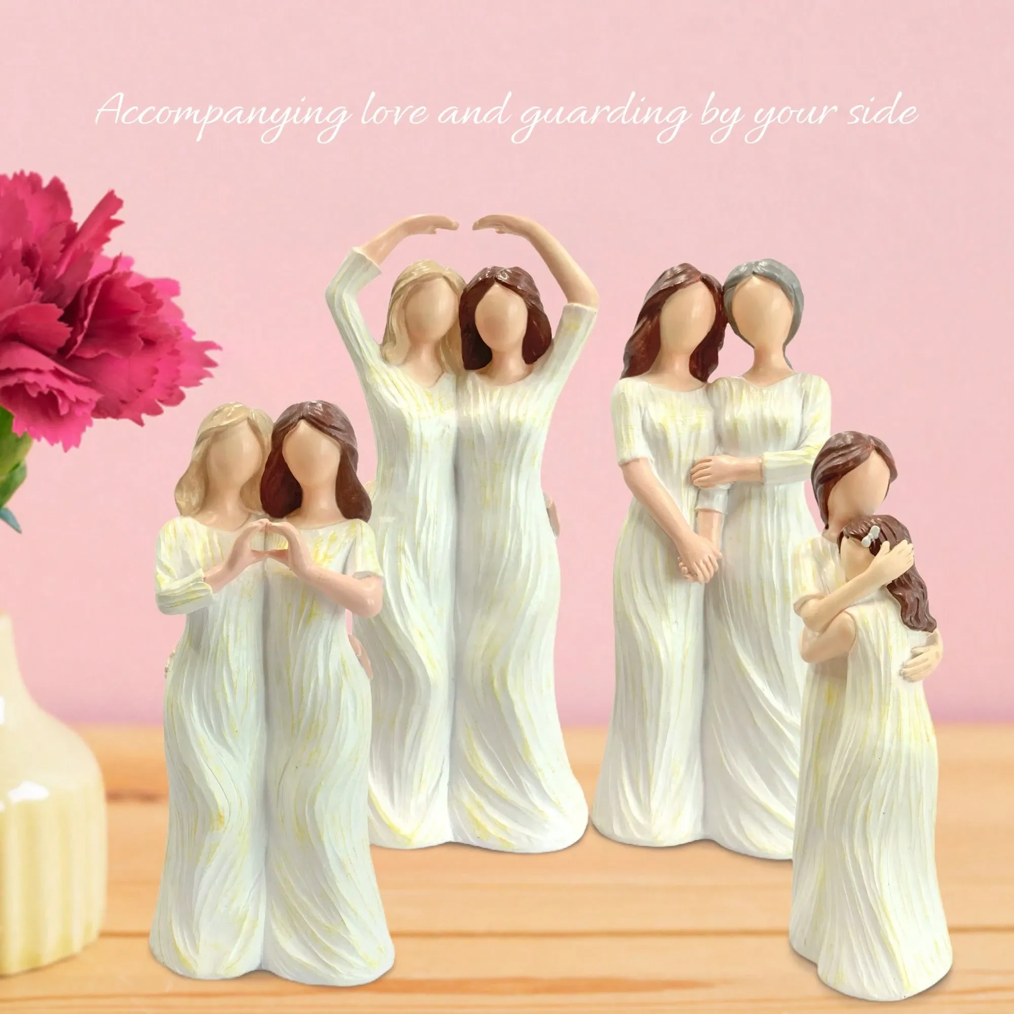 Mother And Daughter Figurines Sister Birthday Gifts Family Hugging Statue Home Bedroom Living Room Tabletop Decor Best Friends Women Gifts Perfect Valentine's — image 2