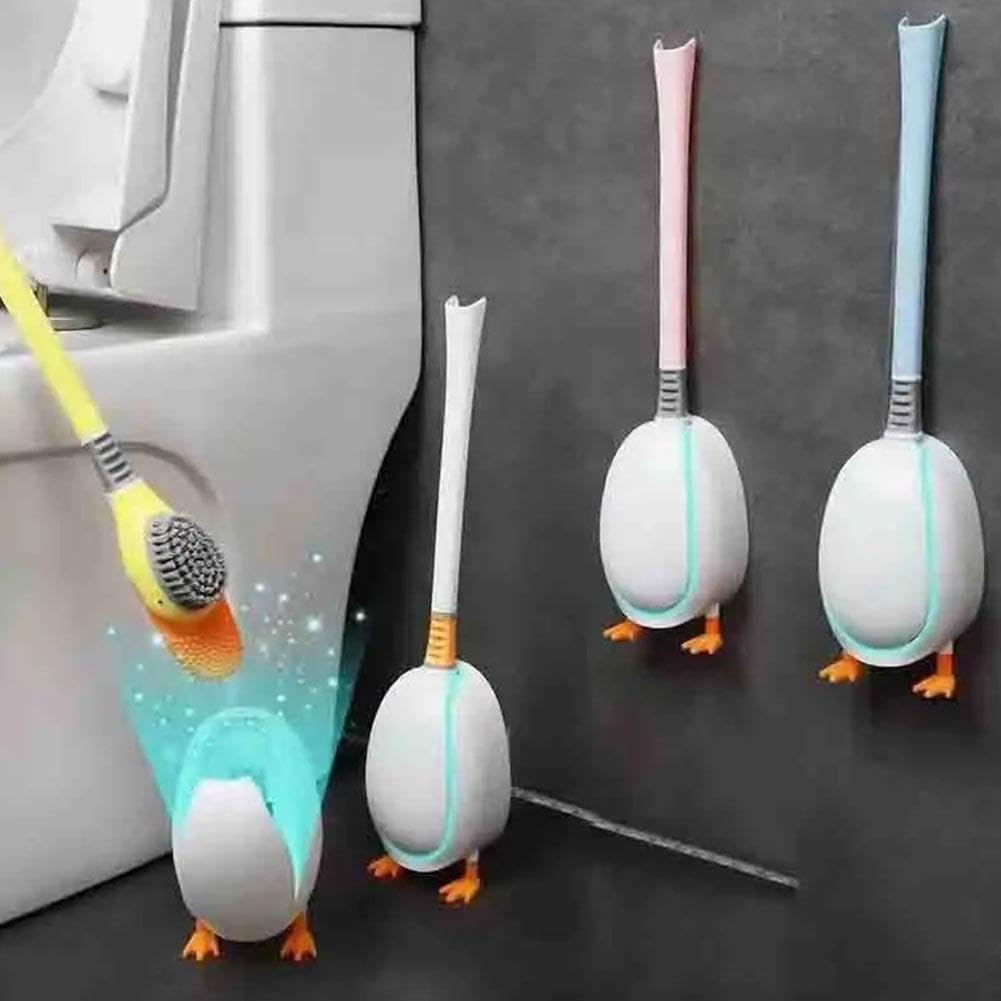 Diving Duck Toilet Brush,Soft Silicone Flex Toilet Brush and Holder,Cartoon Duck Deep Cleaning Bathroom Brush Toilet Accessory,Creative Wall-Mounted Silicone โ image 4