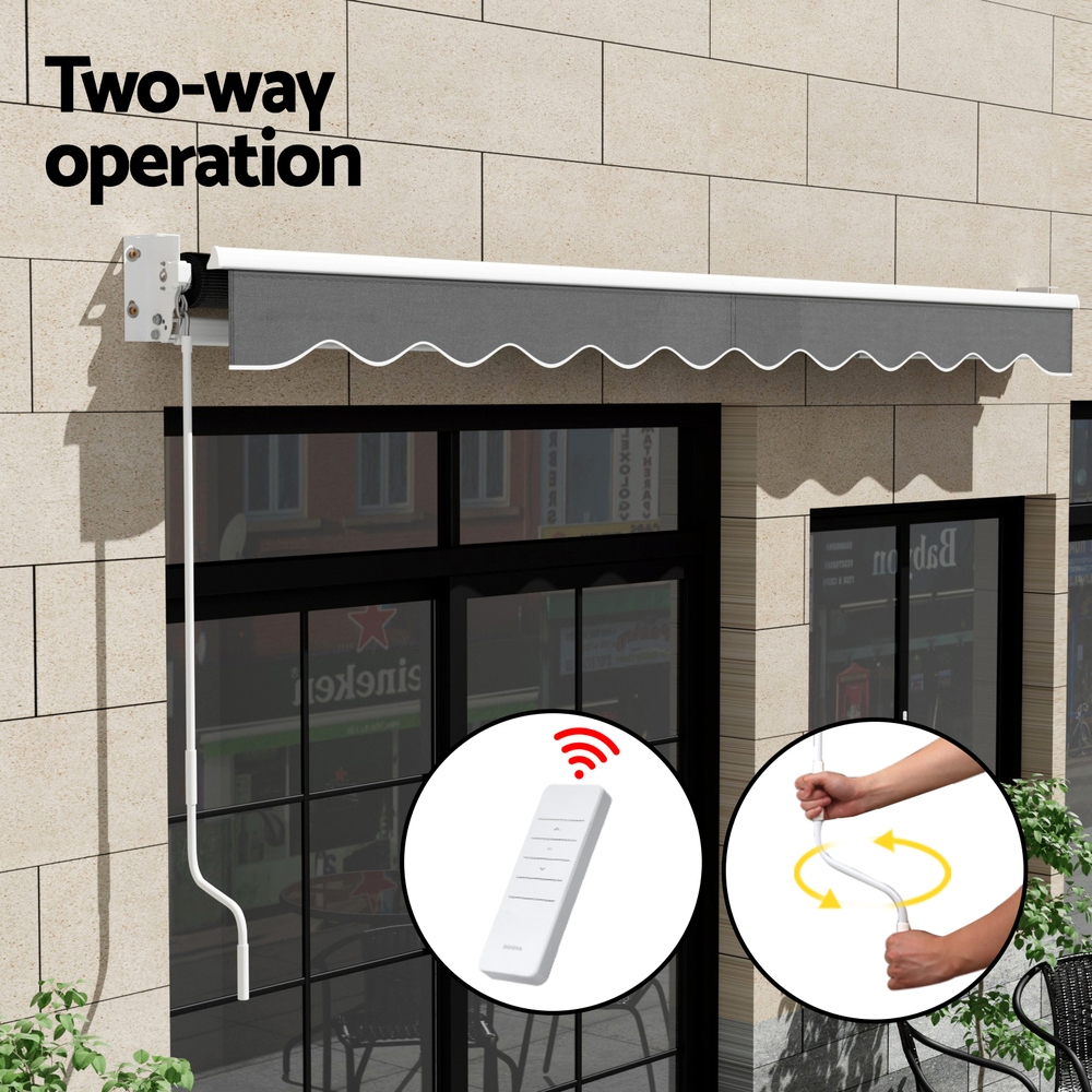 Instahut Retractable Folding Arm Awning Motorised Sunshade 4Mx2.5M Grey โ image 6