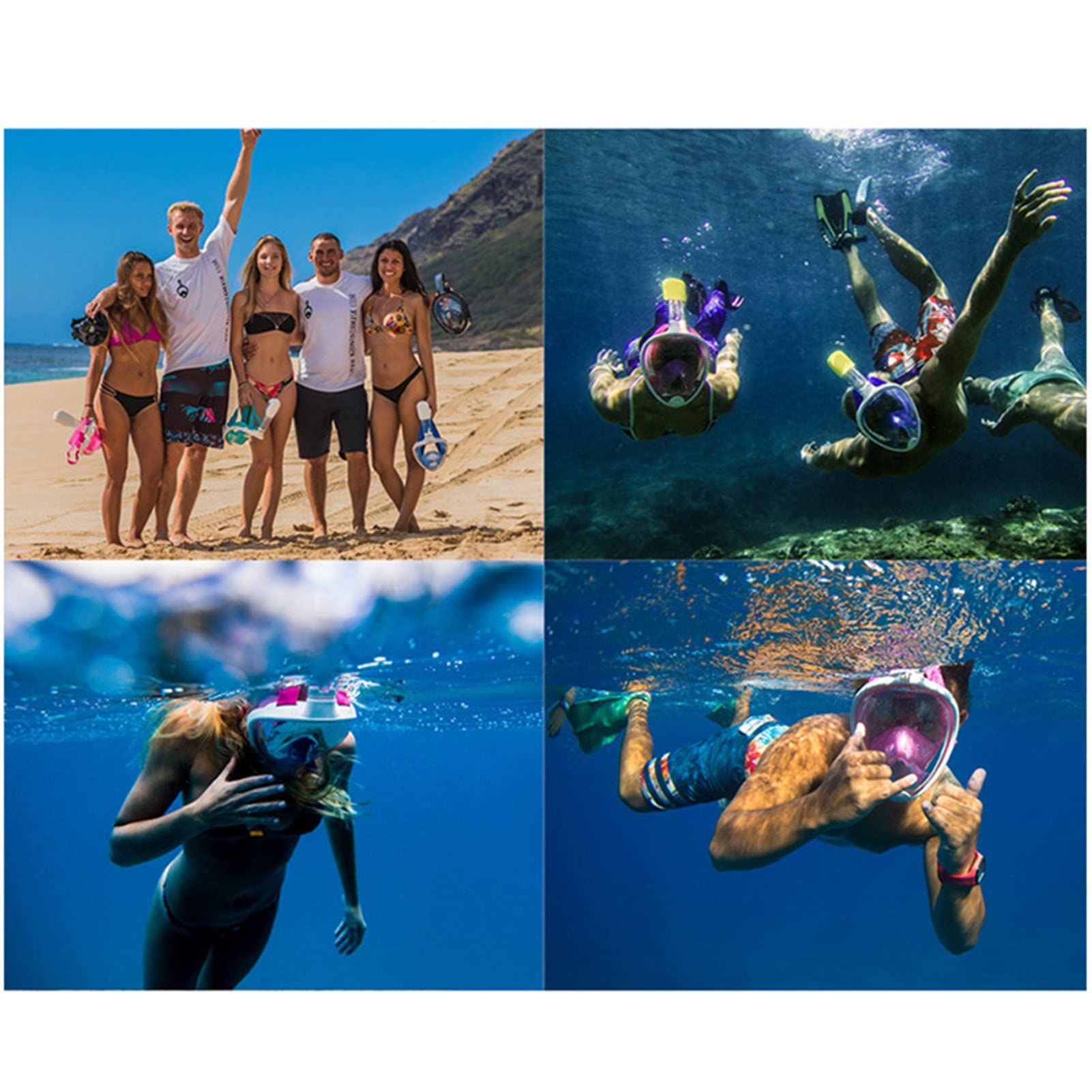 Full Face Snorkel Mask, Anti Fog Diving Mask 180 Degree Panoramic View Leakproof Snorkeling Gear for Kids and Adults — image 3