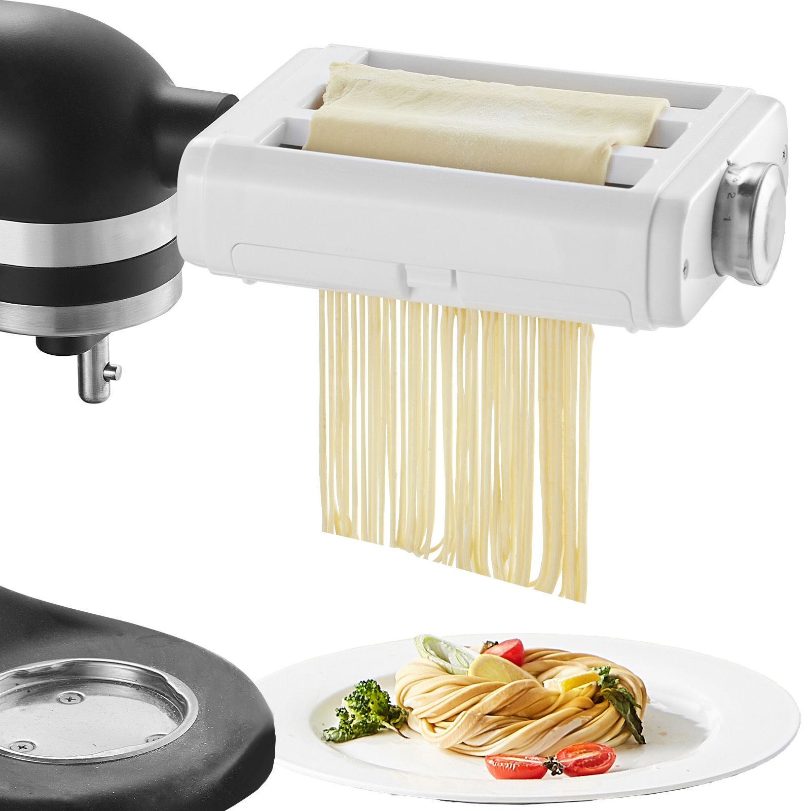 Pasta Attachment for KitchenAid Stand Mixer, 3-IN-1 Stainless Steel Pasta Roller Cutter Set Including Pasta Sheet Roller, Spaghetti and Fettuccine