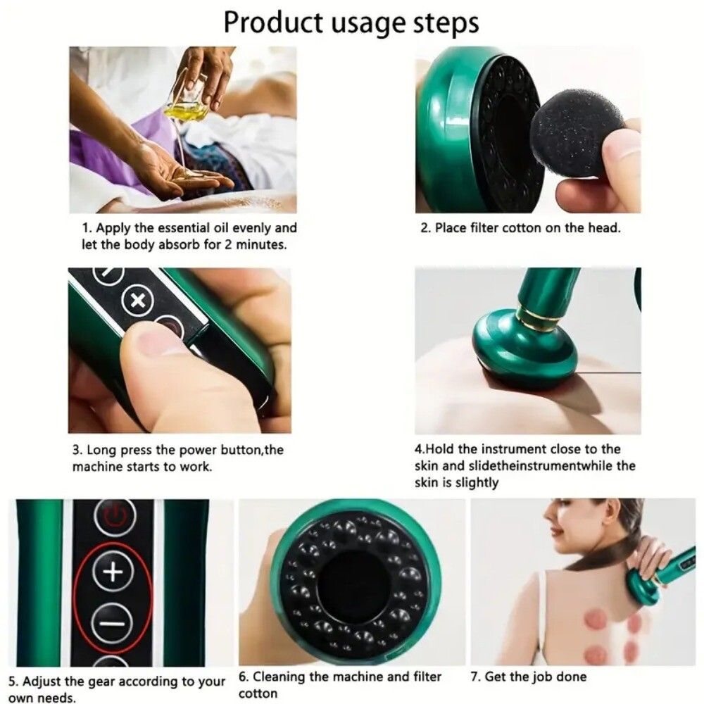 12 Levels Electric Cupping Massager Vacuum Suction GuaSha Anti Cellulite Beauty GREEN — image 4