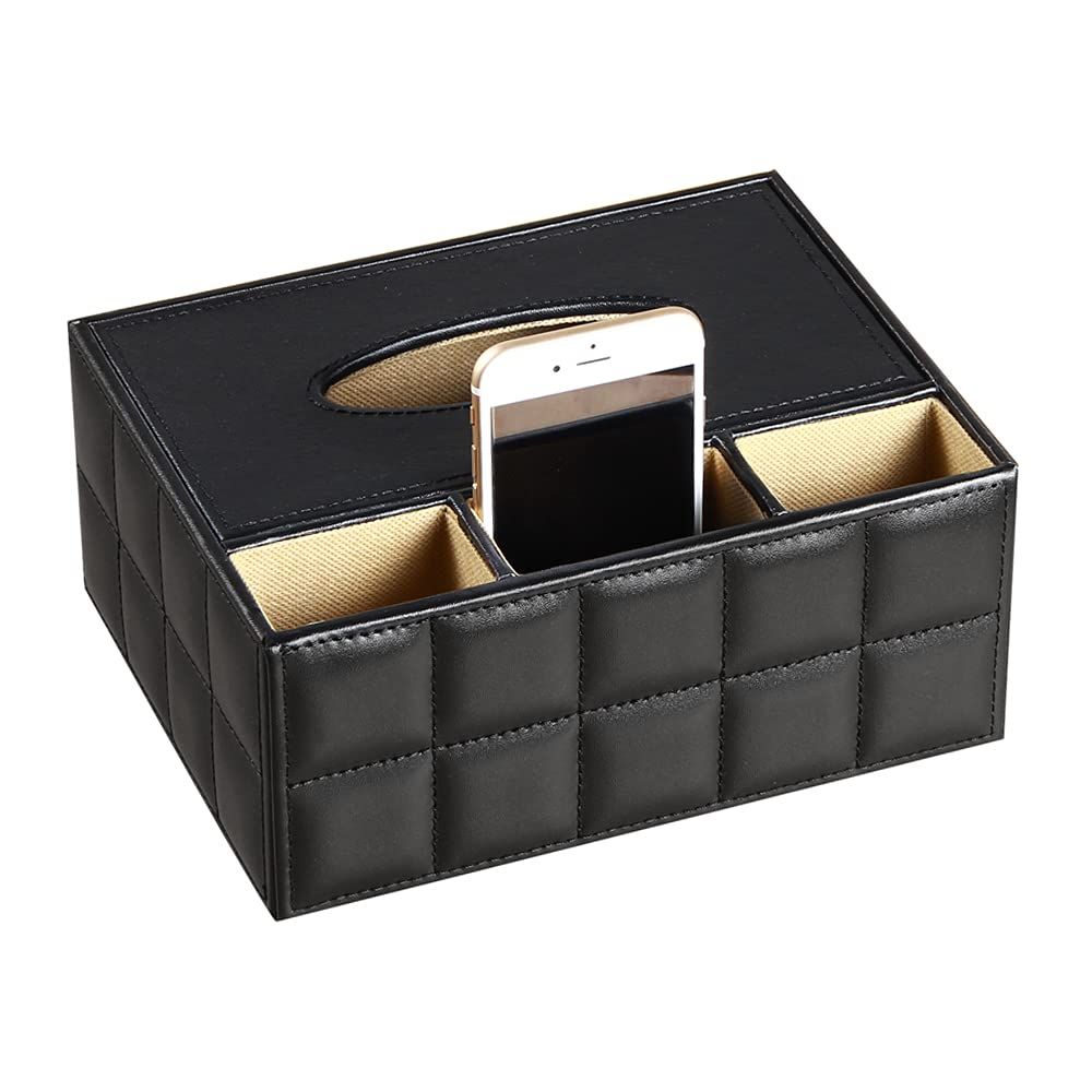 PU Leather Multifunction Rectangular Tissue Box Cover and Remote Control Caddy โ image 2