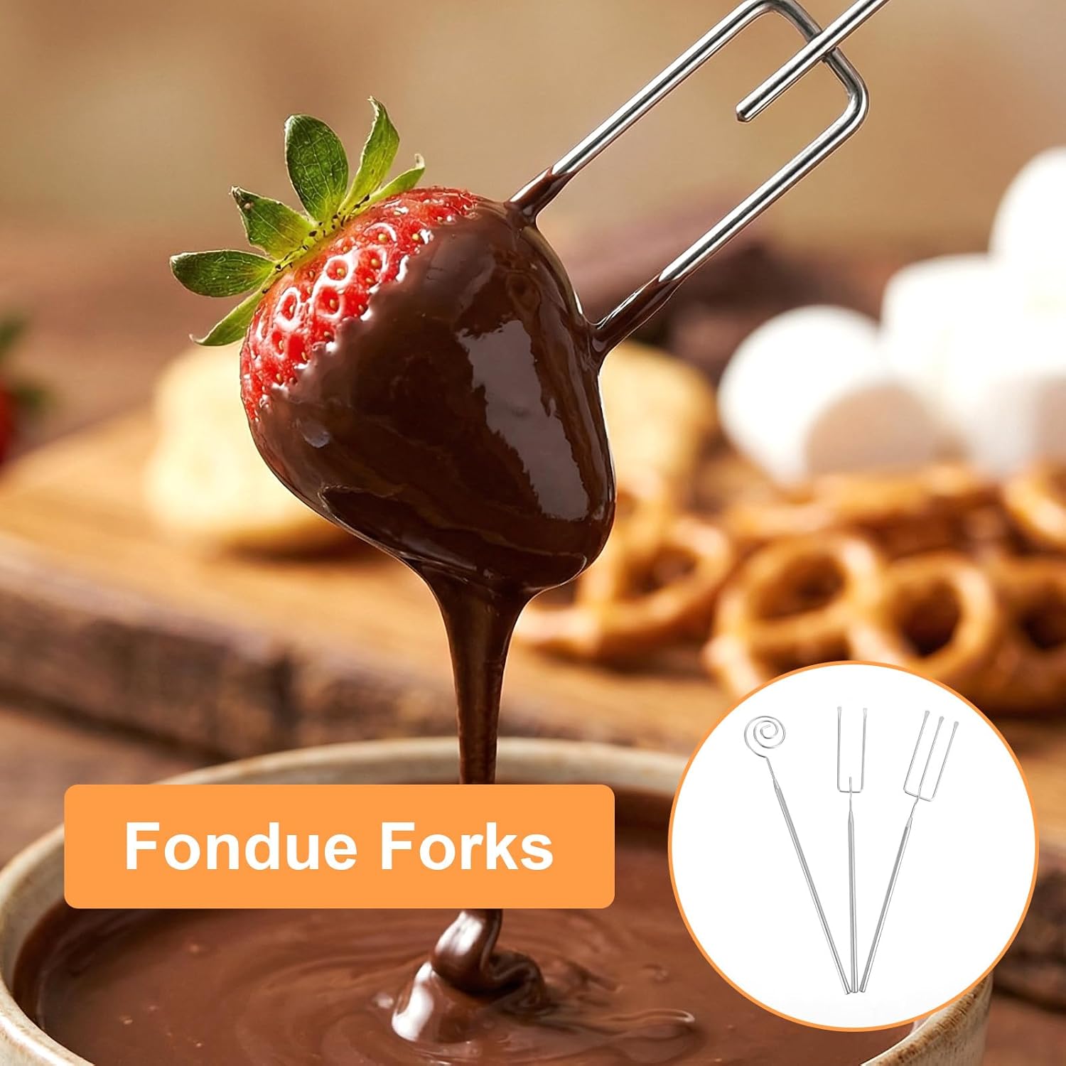 3PCS Chocolate Dipping Tool - Stainless Steel Candy Dipping Tools Baking Supplies Fondue Fork, Spiral Fork Cooking Tool Set, Dishwasher Safe โ image 3