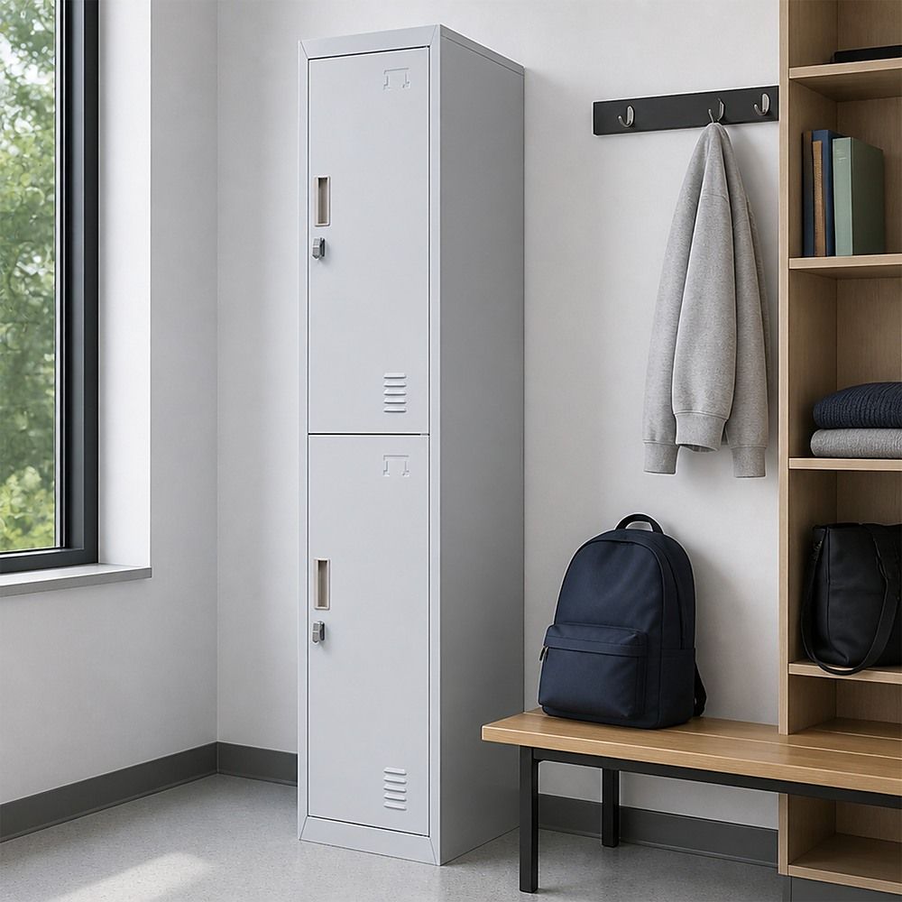 2-Door Vertical Locker for Office Gym Shed School Home Storage — image 4