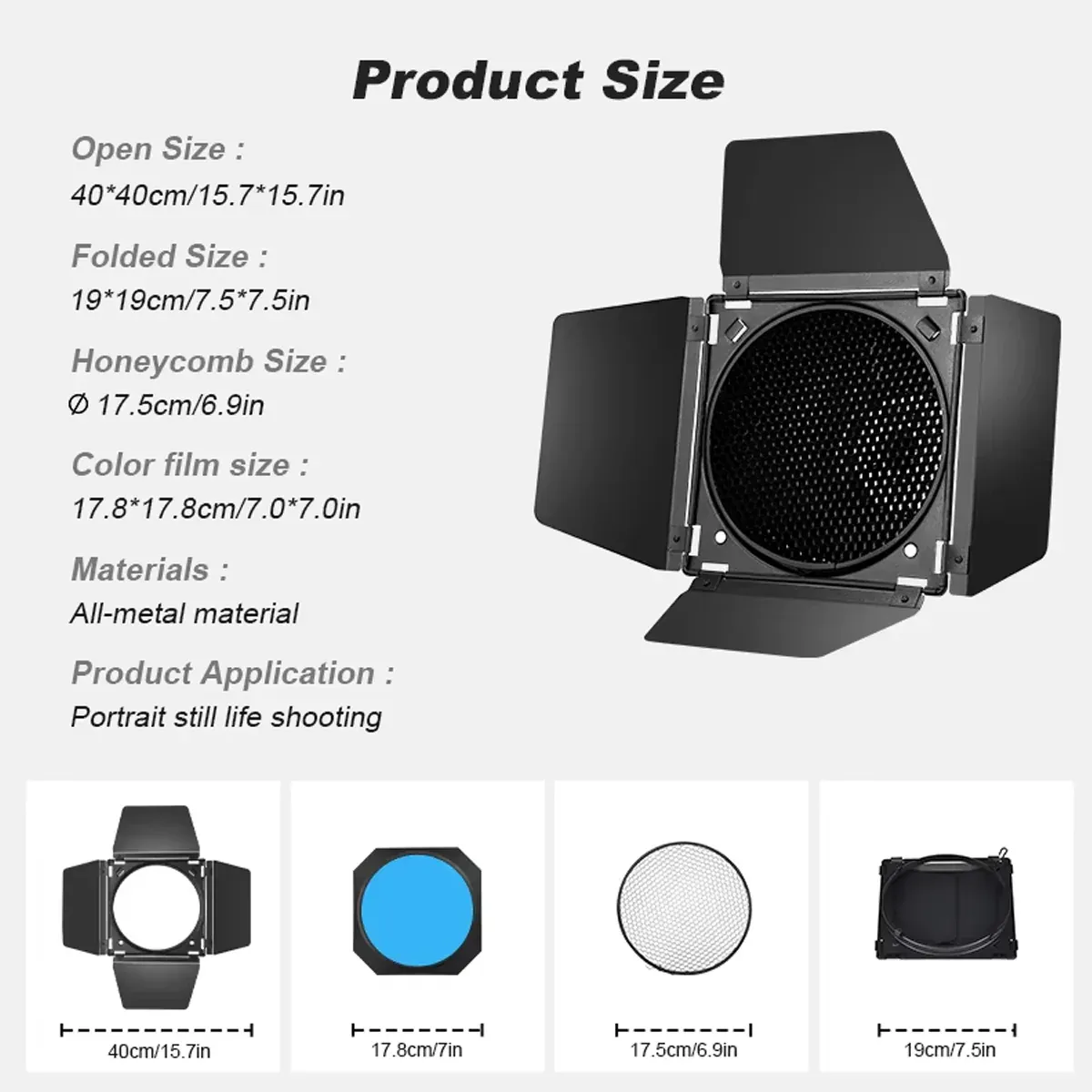 7 Inch 4-Leaf BarnDoor Kit Light Modifier for Flash Speedlight Camera Lighting — image 5