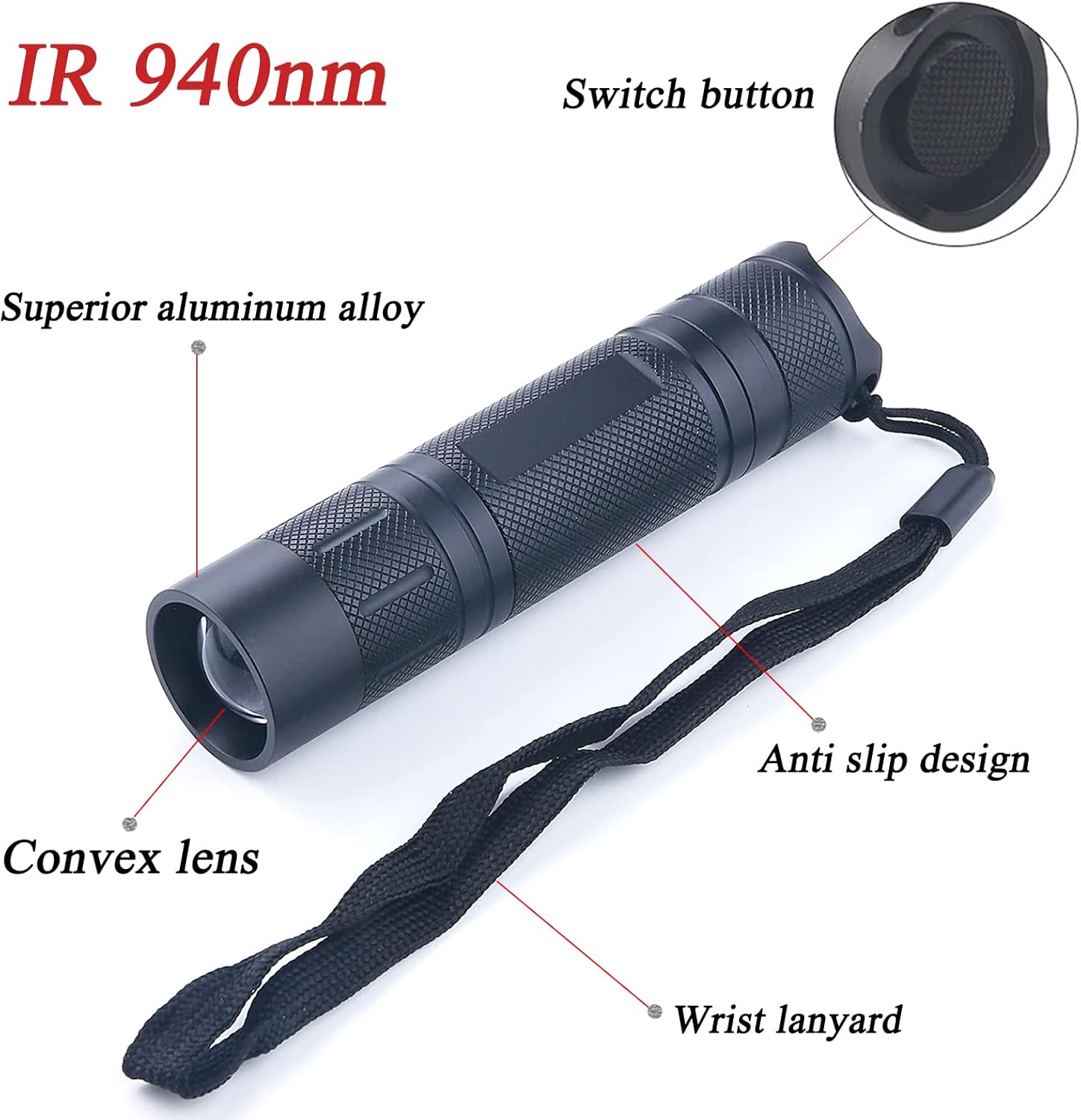 IR LED Illuminator Flashlight Zoomable 940nm Infrared Night — image 6