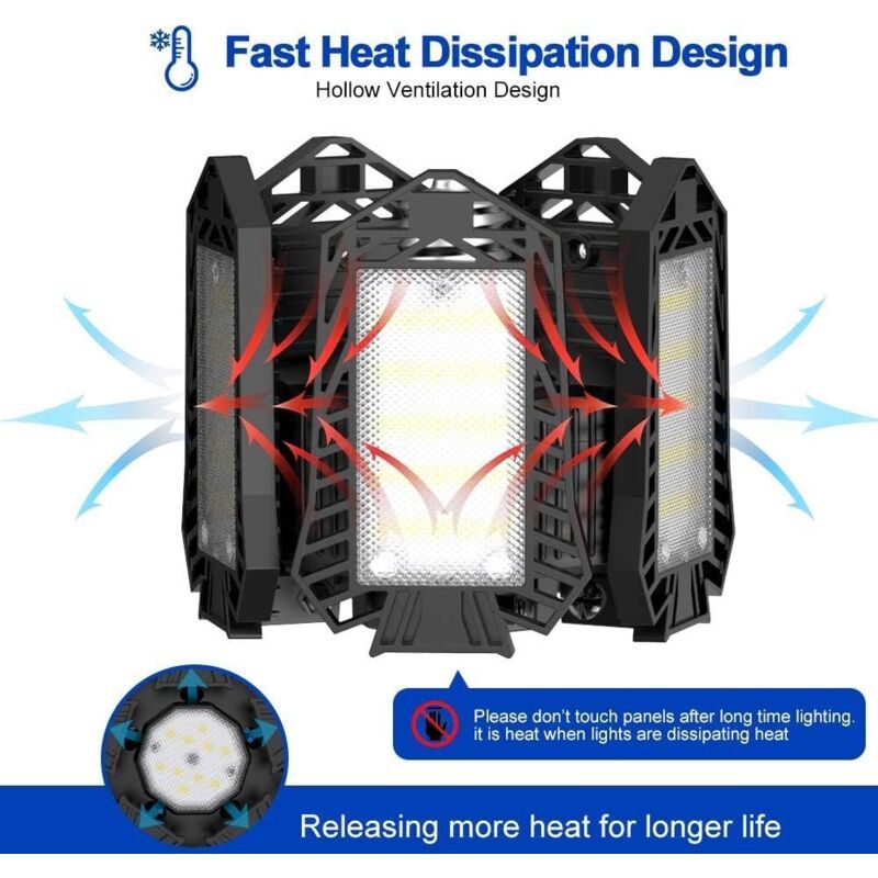LED Garage Light 120W 12000 lm Deformable Ceiling Lamp E26 E27 — image 3