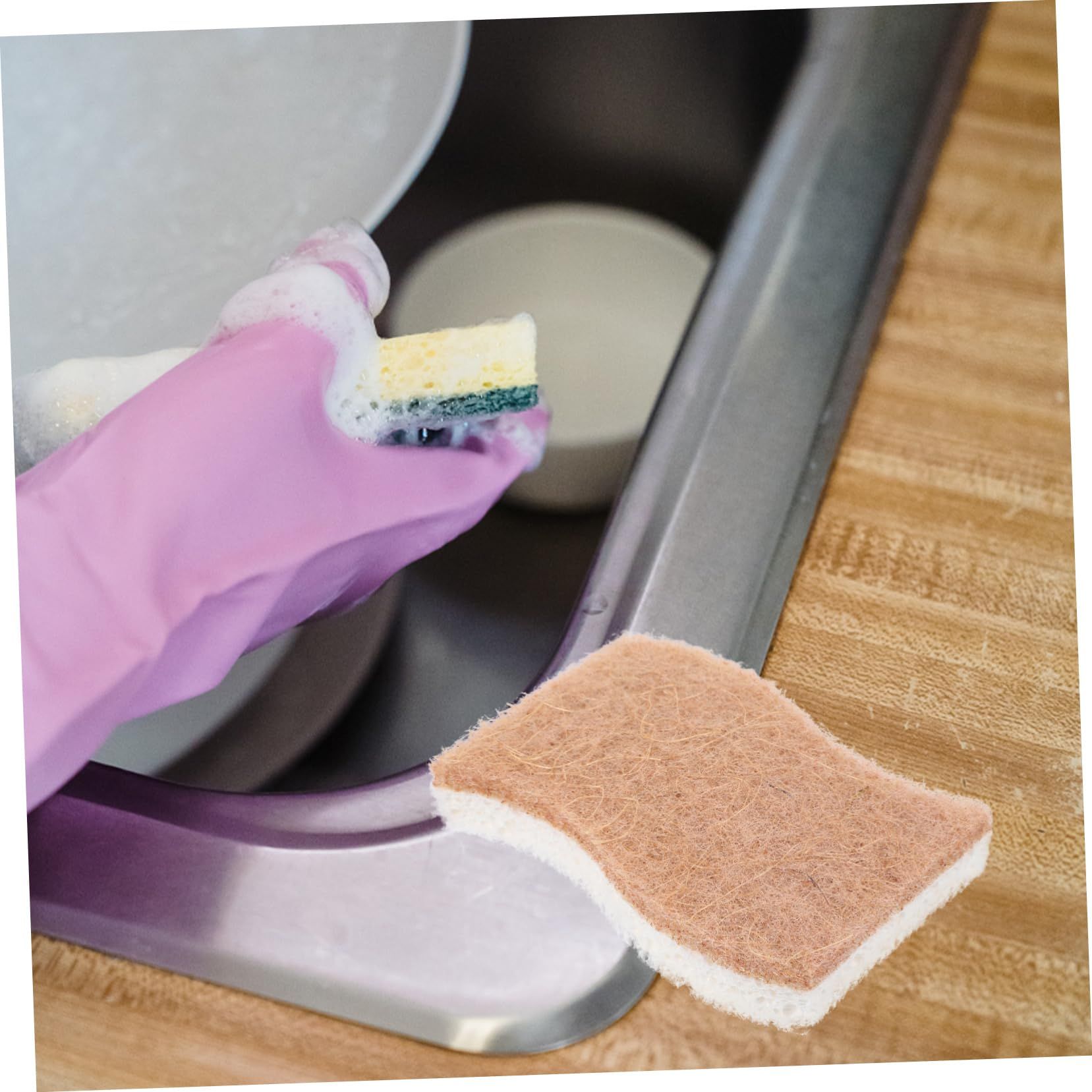 6pc Non-Scratch Scrub Sponge- Natural Sponges for Non-Stick Cookware, Kitchen Sponges, Cellulose Sponges for Dishes — image 4