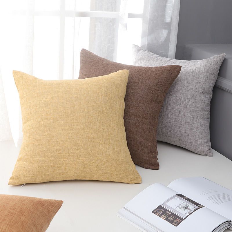 Le Su Cotton Linen Cushion Solid Color with Core 33# Blue 40*40-single pillowcase โ image 6