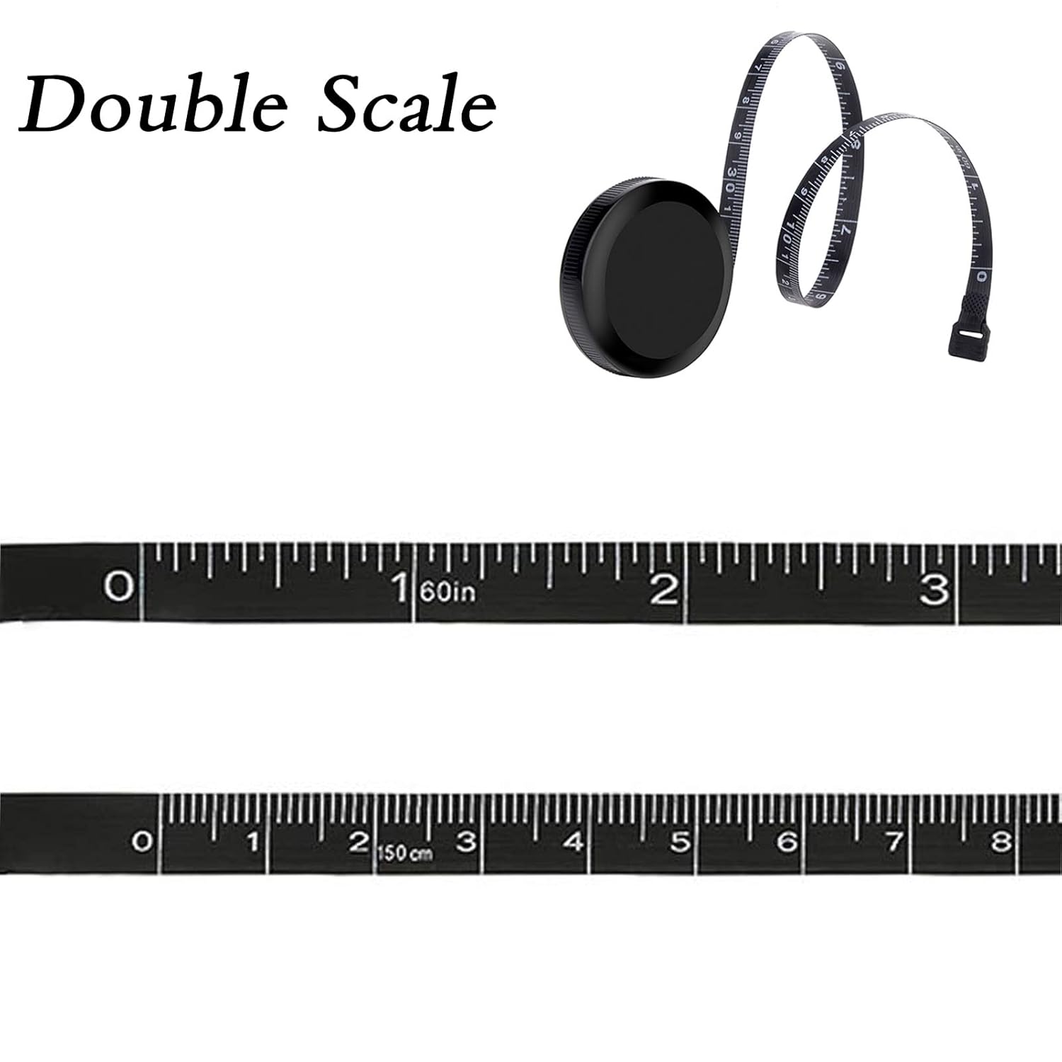 Body Tape Measure, 2 Pcs Retractable Sewing Tape Measure, 150cm/60 inch Dual Sided Soft Measuring Tape for Body, Sewing, Crafts, Tailor, Cloth, Fabric — image 4
