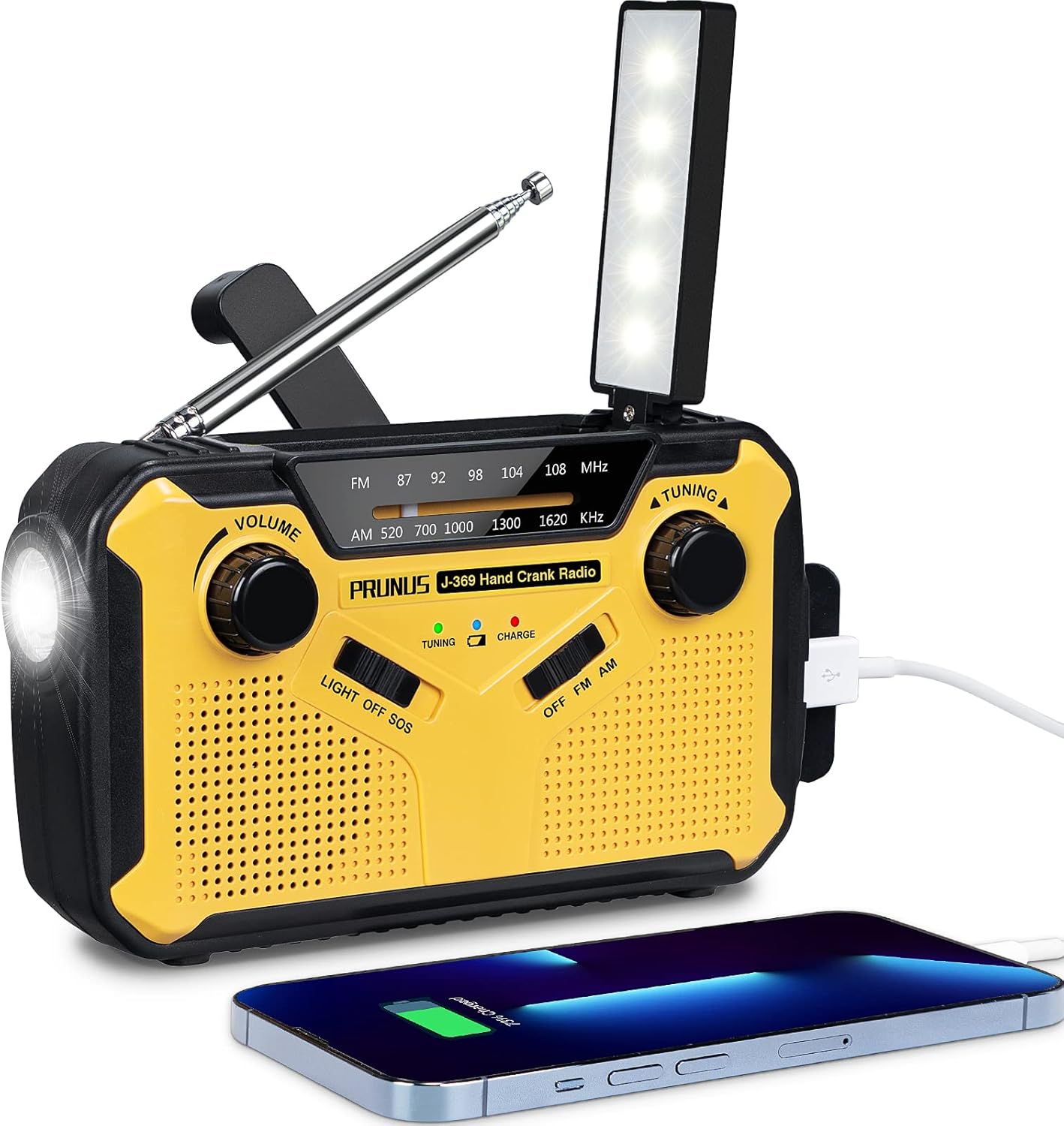 Emergency Radio Solar Wind-Up - Model 2025 - 2500 mAh Power Bank - AM/FM Radio with Flashlight & SOS - Emergency Kit for Camping & Power Outages - Gray — image 2