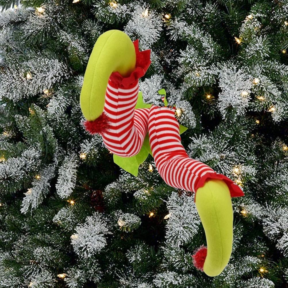 Christmas Elf Stuffed Legs Stuck Tree Topper Decorations Xmas Holiday Party Ornament Indoor Outdoor Decor โ image 5