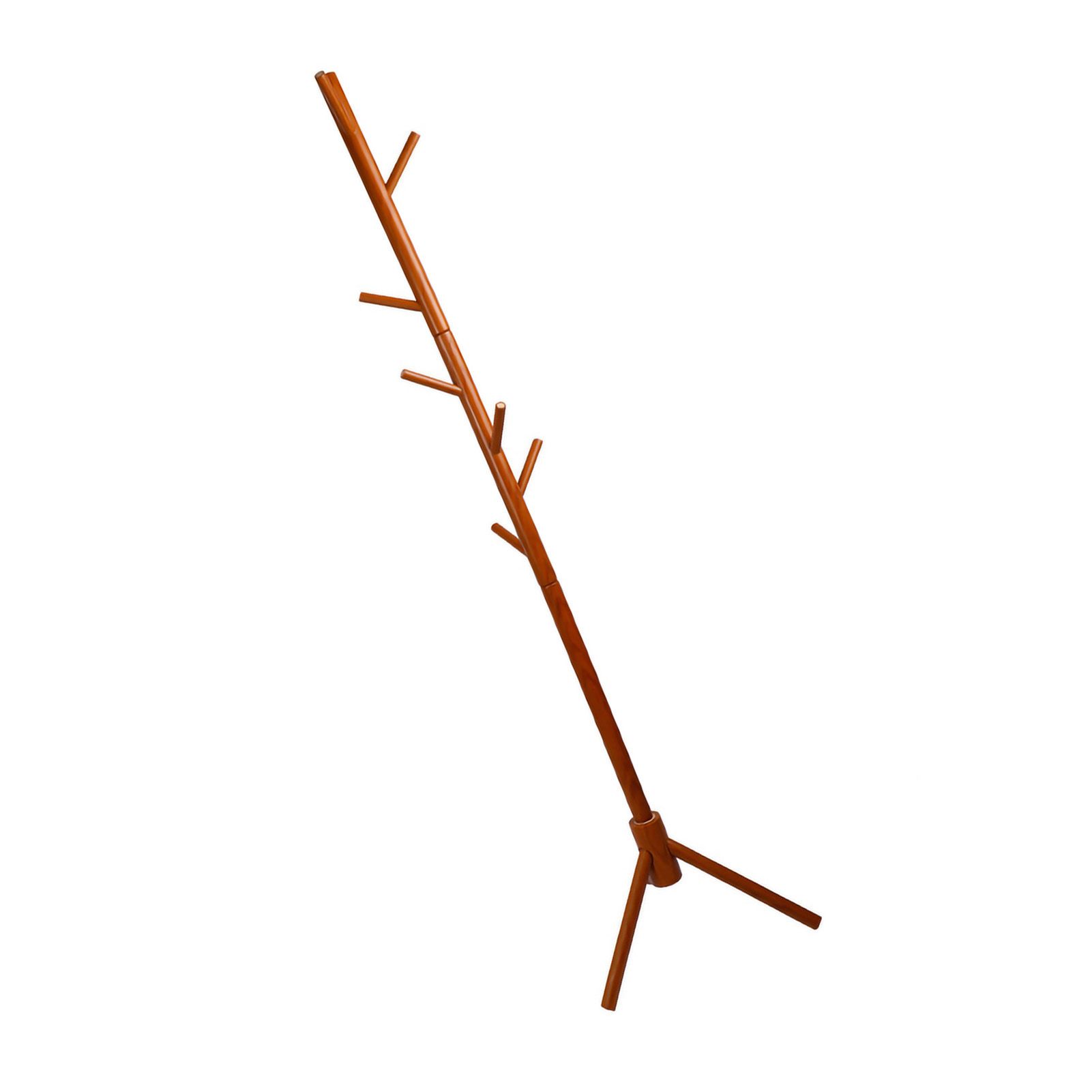 Clothes Tree Solid Wood Round Corner Simple Fashionable Beautiful Coat Hanger for Living Room Honey Color — image 5