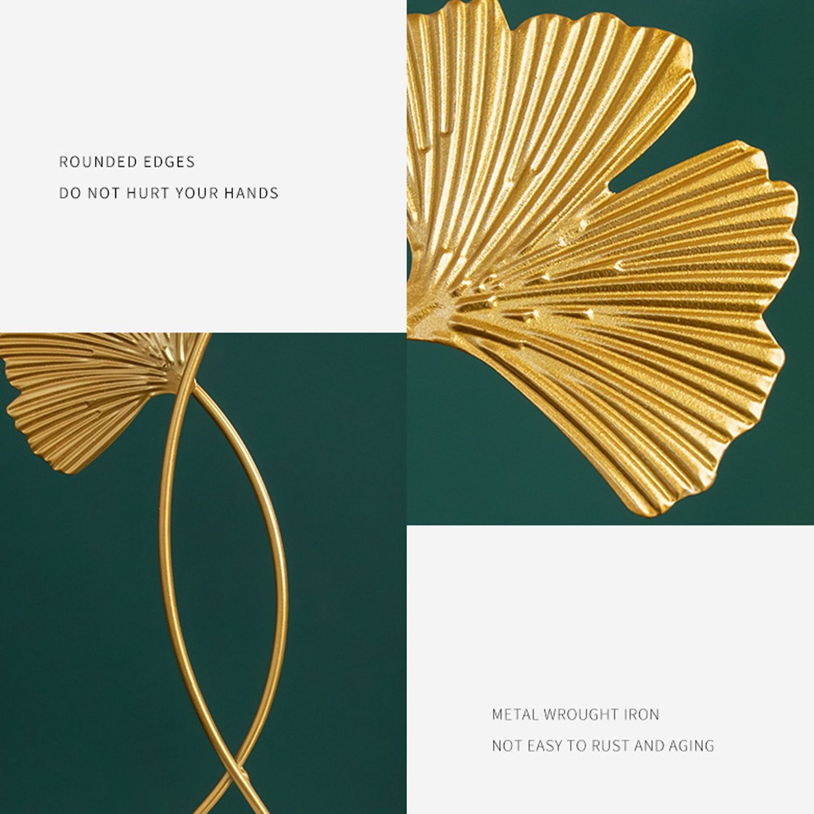 Ginkgo Leaf Ornaments Iron Ginkgo Leaf Craft Decoration with Sturdy Marble Base for Home Decor — image 2