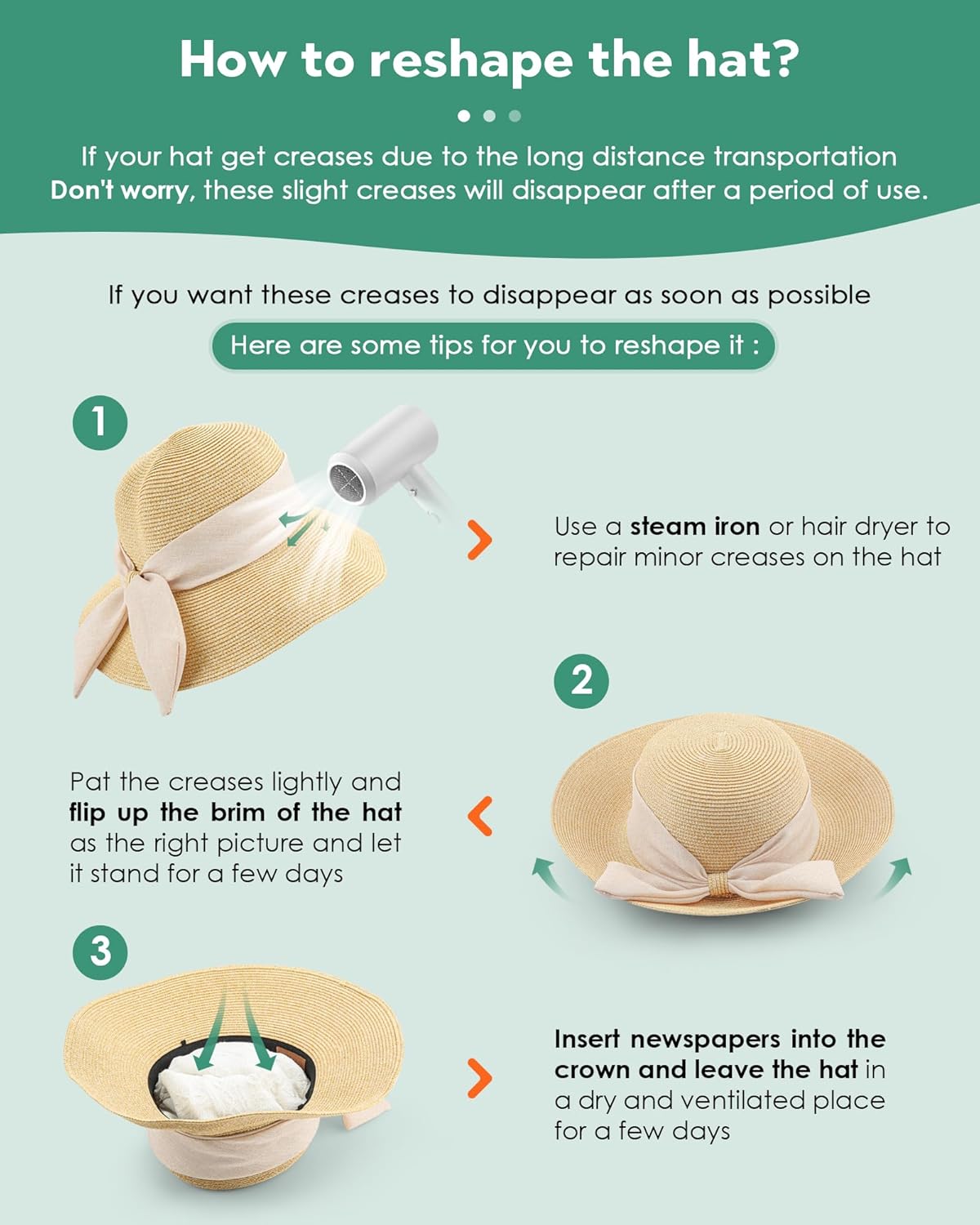 Sun Hat Womens Wide Brim Foldable Straw Hats Beach Sun Hats for Women Floppy Summer Hats UPF 50+ — image 6
