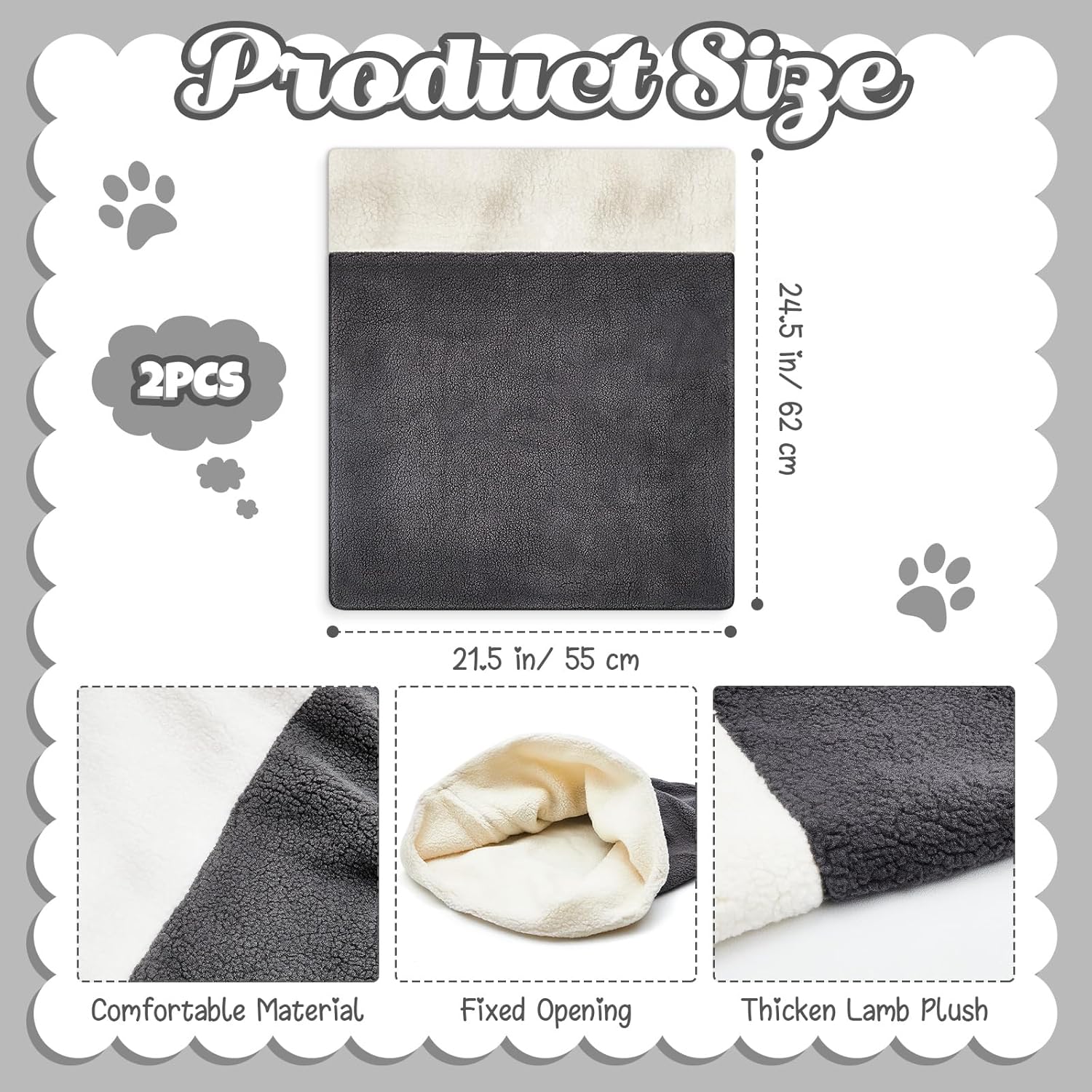 2 Pcs Cat Bed Cave Cat Sleeping Bag Kitten Bed Sack pet Cave Warming Pad Sack PET Mat for Kitten Puppy Small Dogs, 24 x 22 Inch — image 3