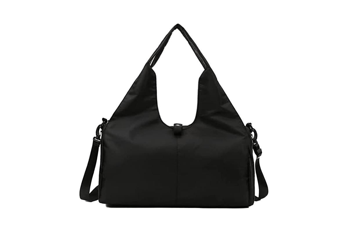 Gym Tote Bag with Shoe Compartment and Wet Dry Storage Pockets for Women Travel Duffel Bag Yoga Gym Bags with Yoga Mat Holder -Black โ image 2