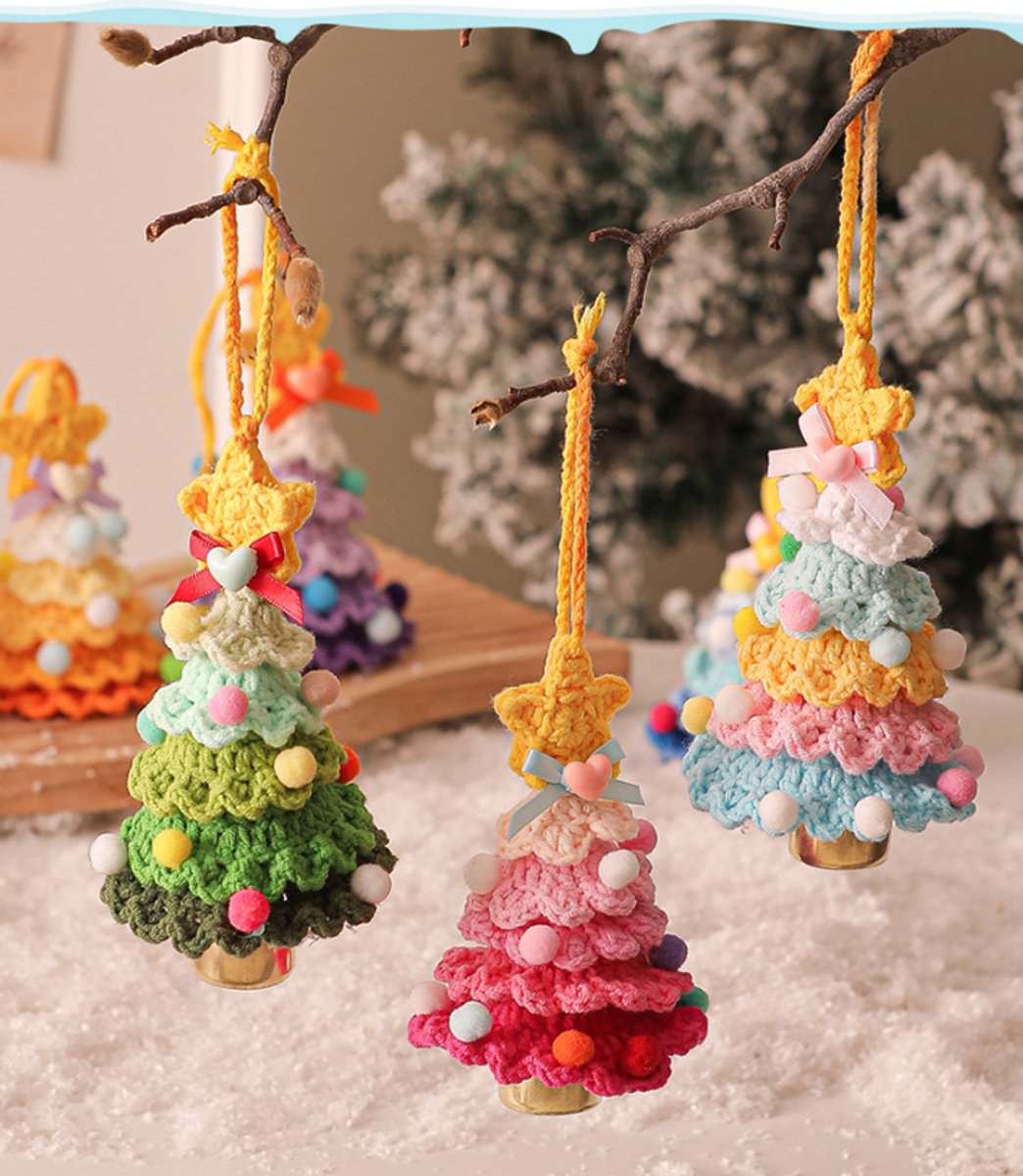 Christmas Decorations - Crochet Christmas Tree Bell Decorations - Small Christmas Decorations - Car Decorations - Christmas Tree Decorations - Ornaments — image 5