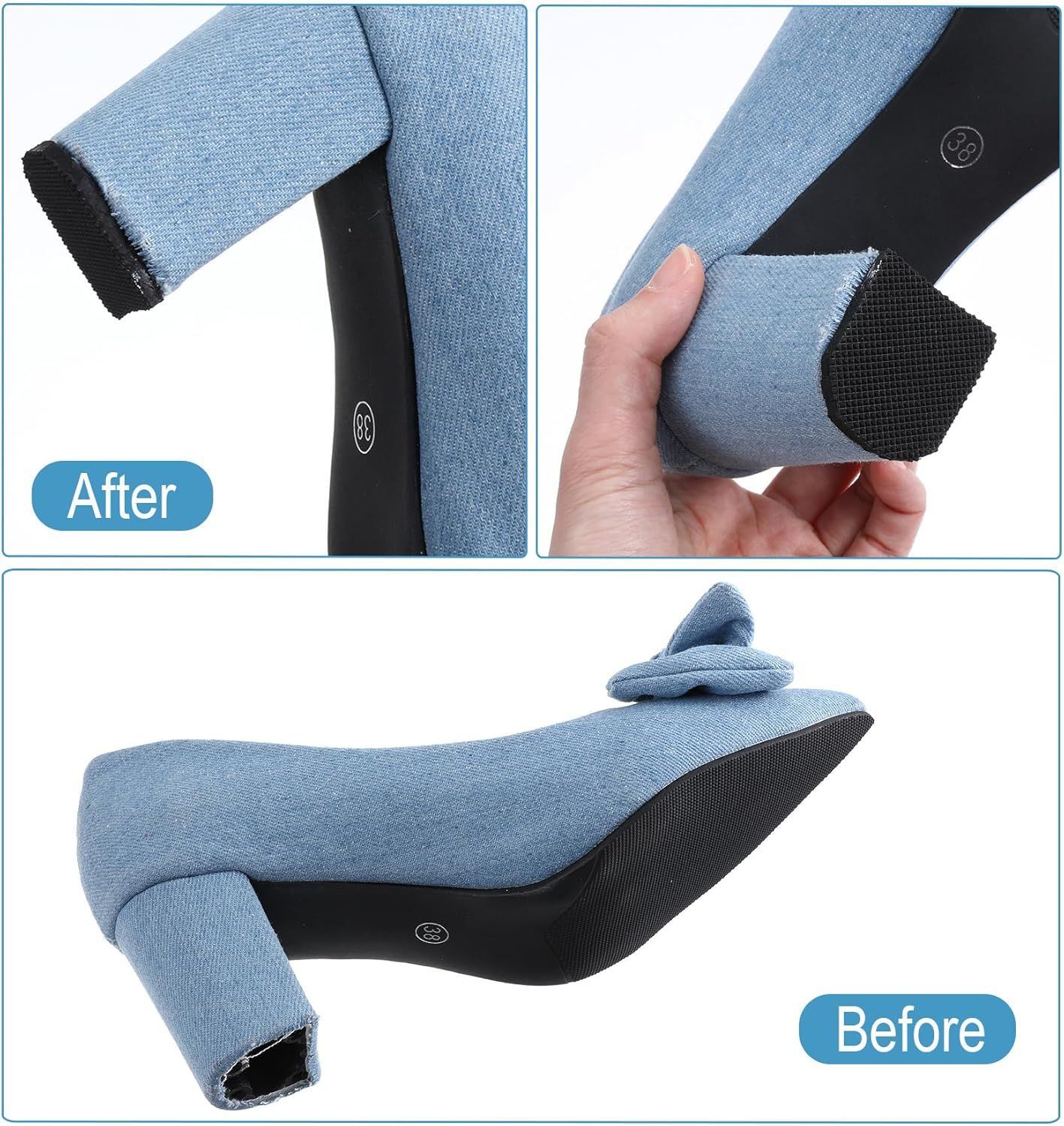 4PCS Shoe Repair Kit Heel, 3.8 * 3.4 Inch Shoe Heel Repair for Boots Suitable for Men Women Boot Shoes (Black) — image 3