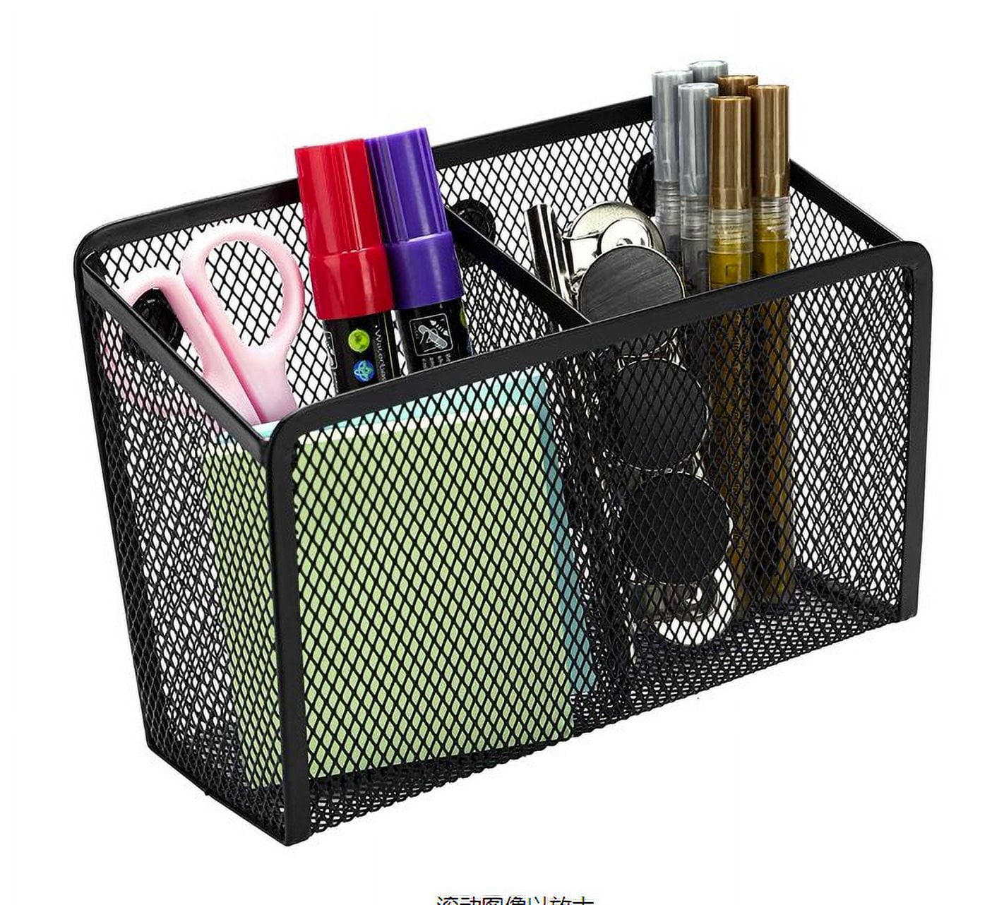 Magnetic Pen Holder, Heavy Duty 2 Slot Mesh Pencil & Marker Organizer for Desk, Extra Strong Magnets for Locker, Refrigerator, Dry Erase Board, Whiteboard — image 5