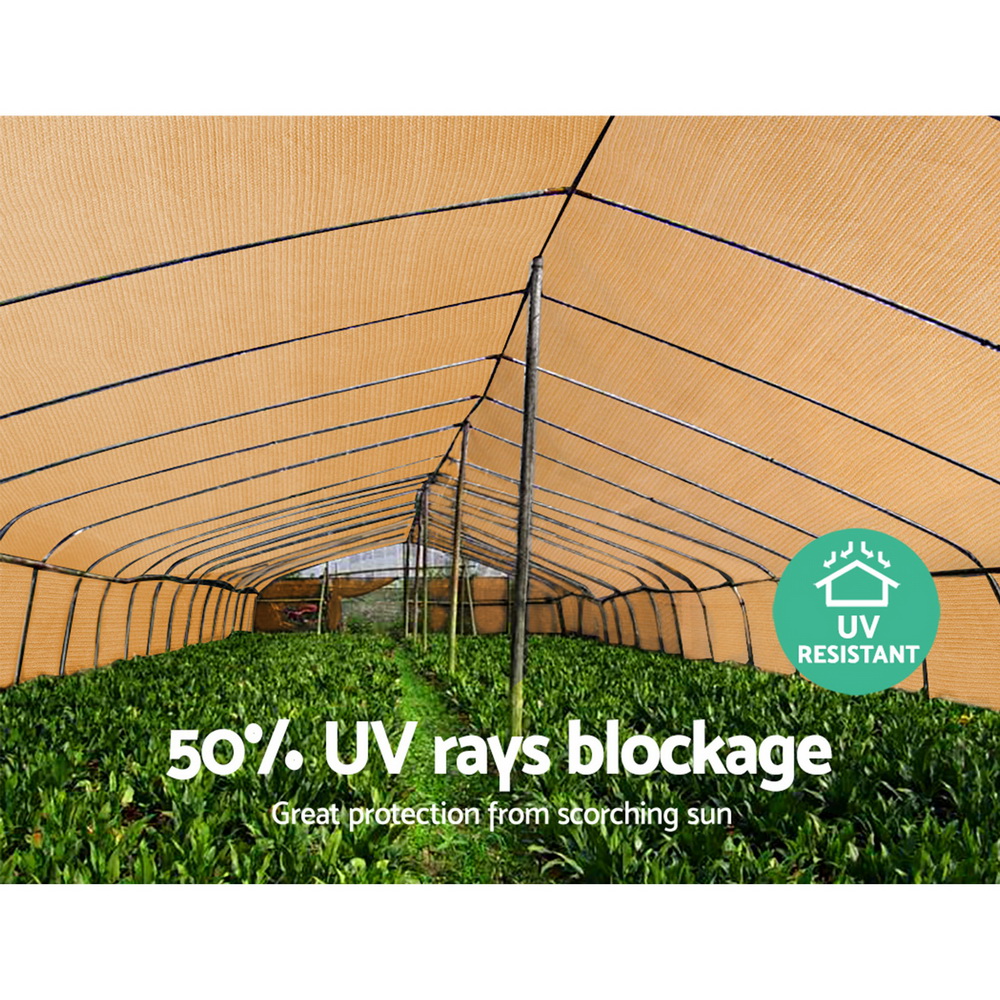 Instahut 50% Shade Cloth 3.66x10m Shadecloth Sail Heavy Duty Beige — image 6