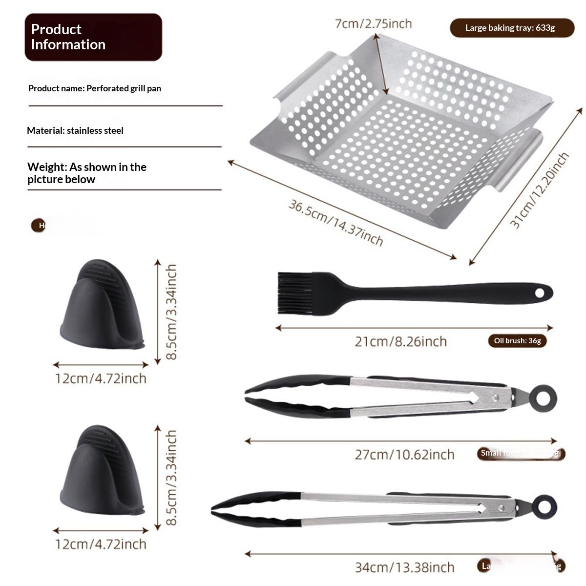 Grill Basket, Stainless Steel Grilling Basket, BBQ Grill Basket Wok for Vegetable, Kabobs, Shrimps, Heavy Duty Stainless Steel Grilling Accessories for All — image 2