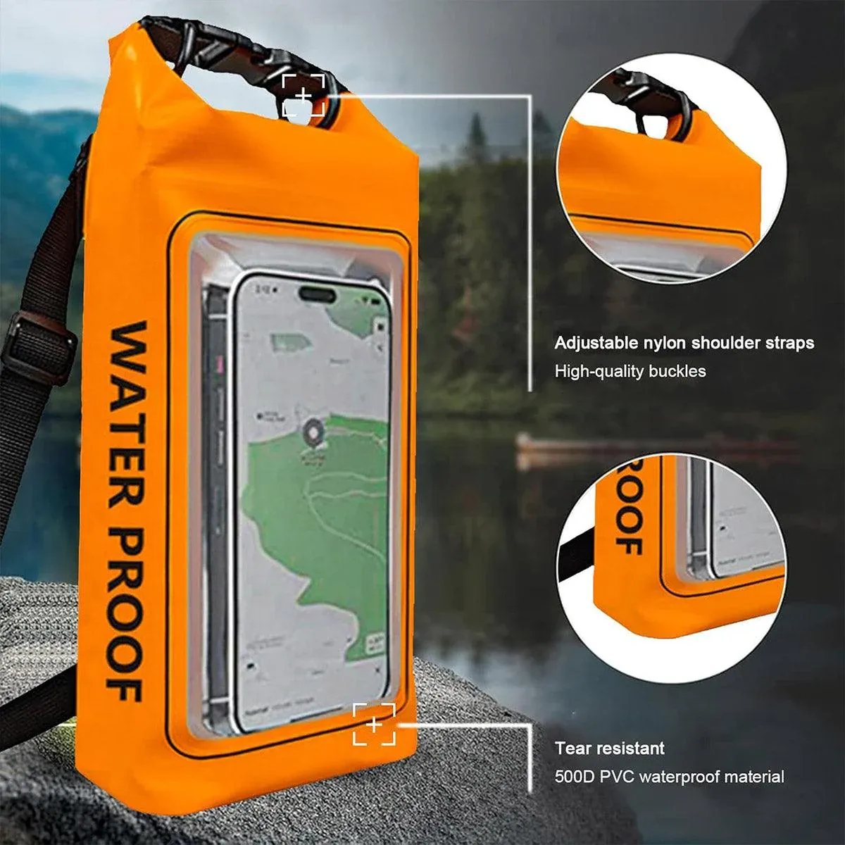 Outdoor Crossbody Bag Two-in-One Mobile Phone Waterproof Bag PVC Swimming - Green โ image 6