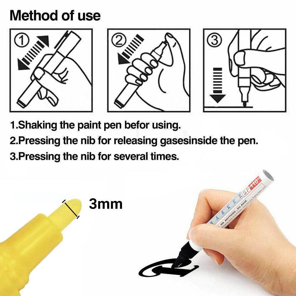Multicolour Permanent Paint Marker Pens for Tyre Metal Glass Rubber - Yellow โ image 3
