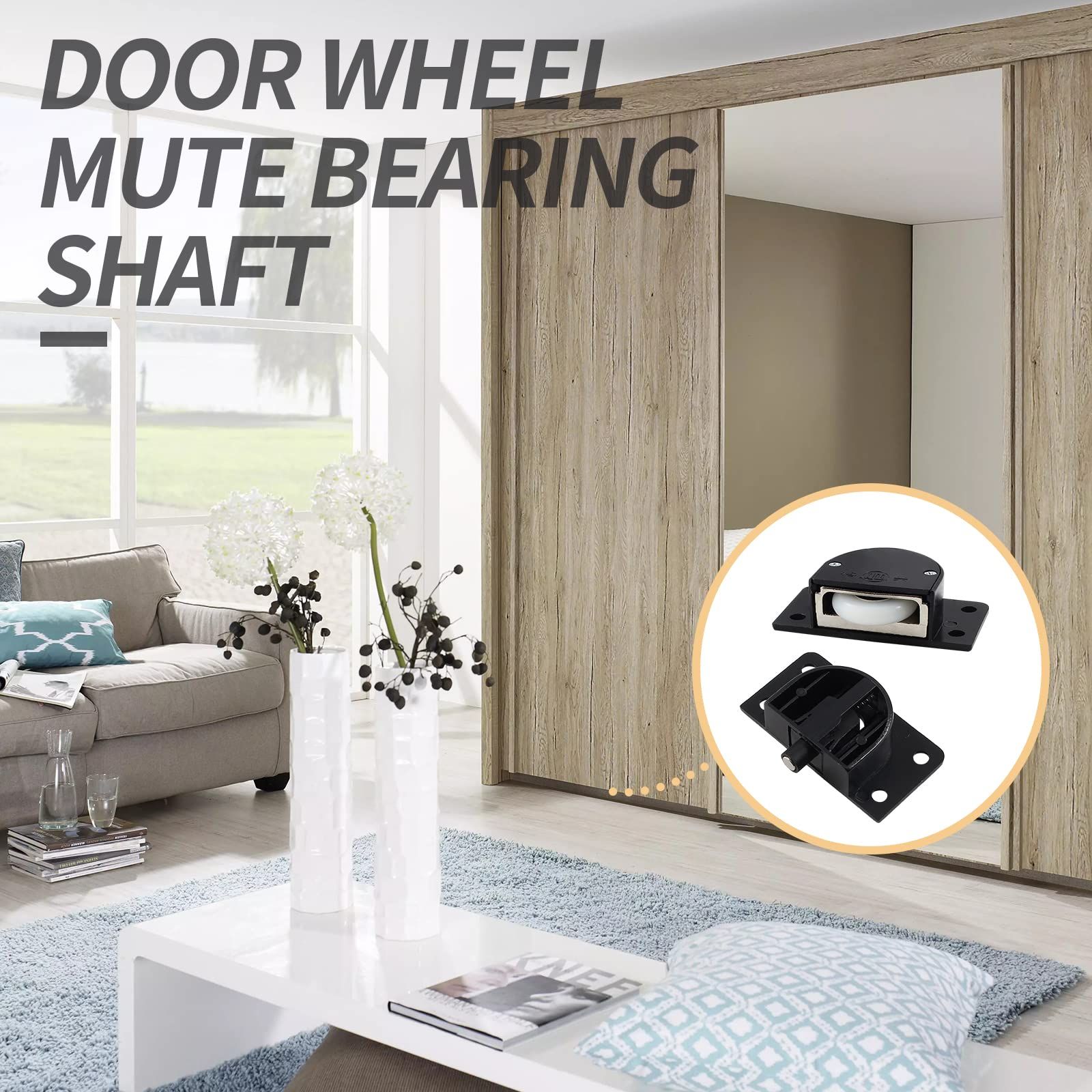 4 Pairs Sliding Door Pulley Plastic Sliding Door Roller for Cabinet Barn Door Wardrobe Closet(Black) โ image 5