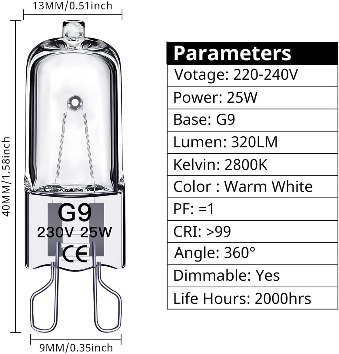 G9 halogen bulbs 28W, 230V, 10-pack 28W — image 2