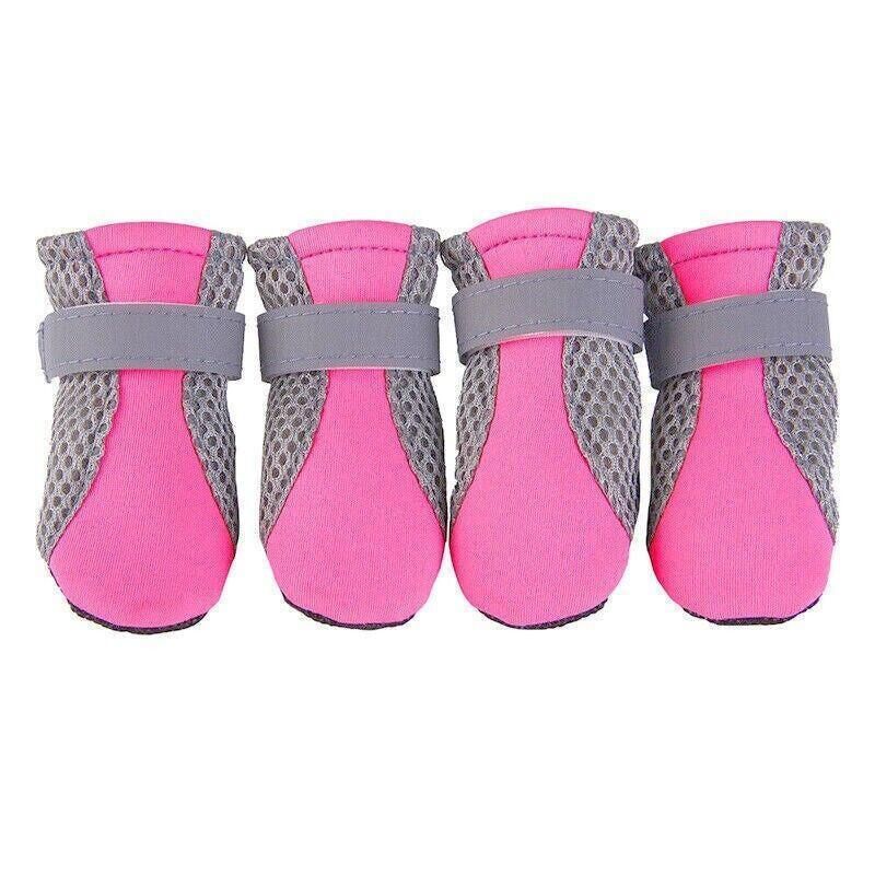 4PCS M Size Anti Slip Waterproof Protective Dog Shoes Rain Boots Pet Socks Booties - Rose Red