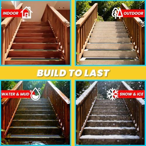 4"x32" Anti Slip Traction Treads 10 Pack, with Glow in Dark Stripe, Best Grip Tape Grit Non Slip, Outdoor Non Skid Tape, High Traction Friction Abrasive — image 5