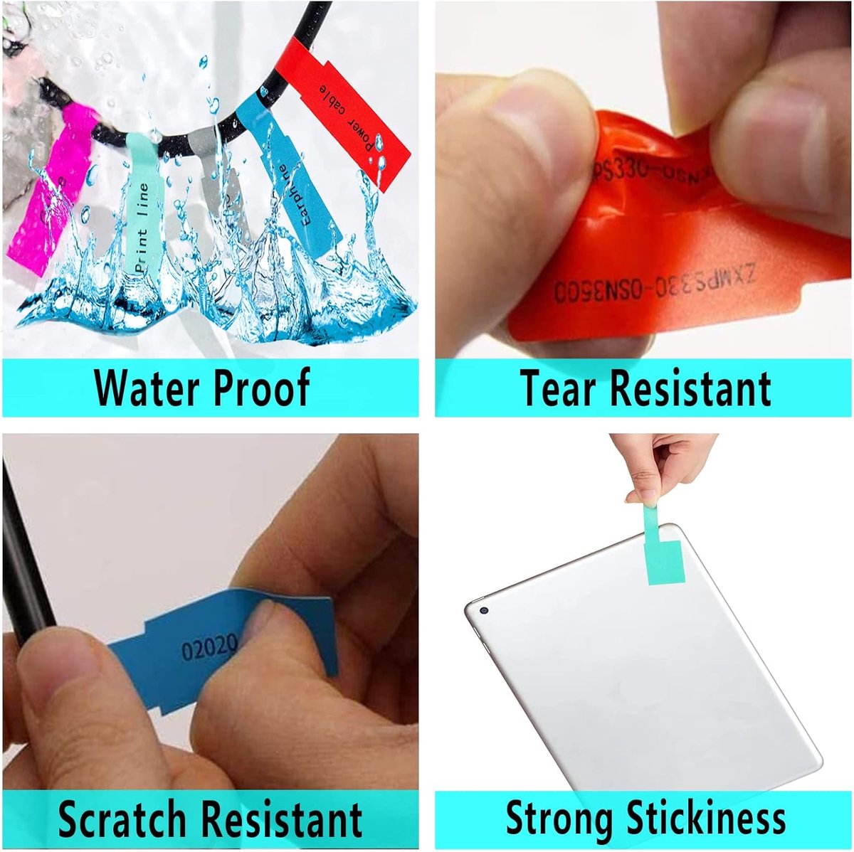 300 pieces - Self-adhesive cable label - cable label sheets - 10 sheets - of 10 colors - Cable labels - Label - Labels - Label stickers - Self-adhesive cable โ image 4