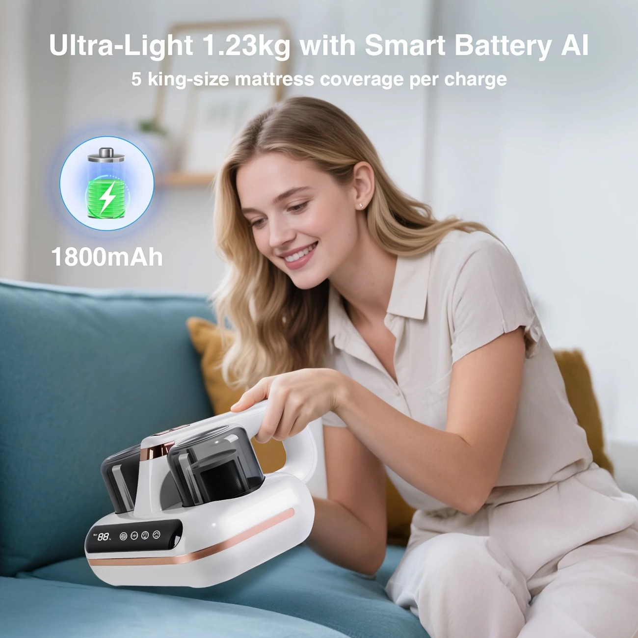 Wireless Intelligent Anti-Mite Cleaner: 10000Pa Super Suction, Dual Washable Dust Cups โ image 3