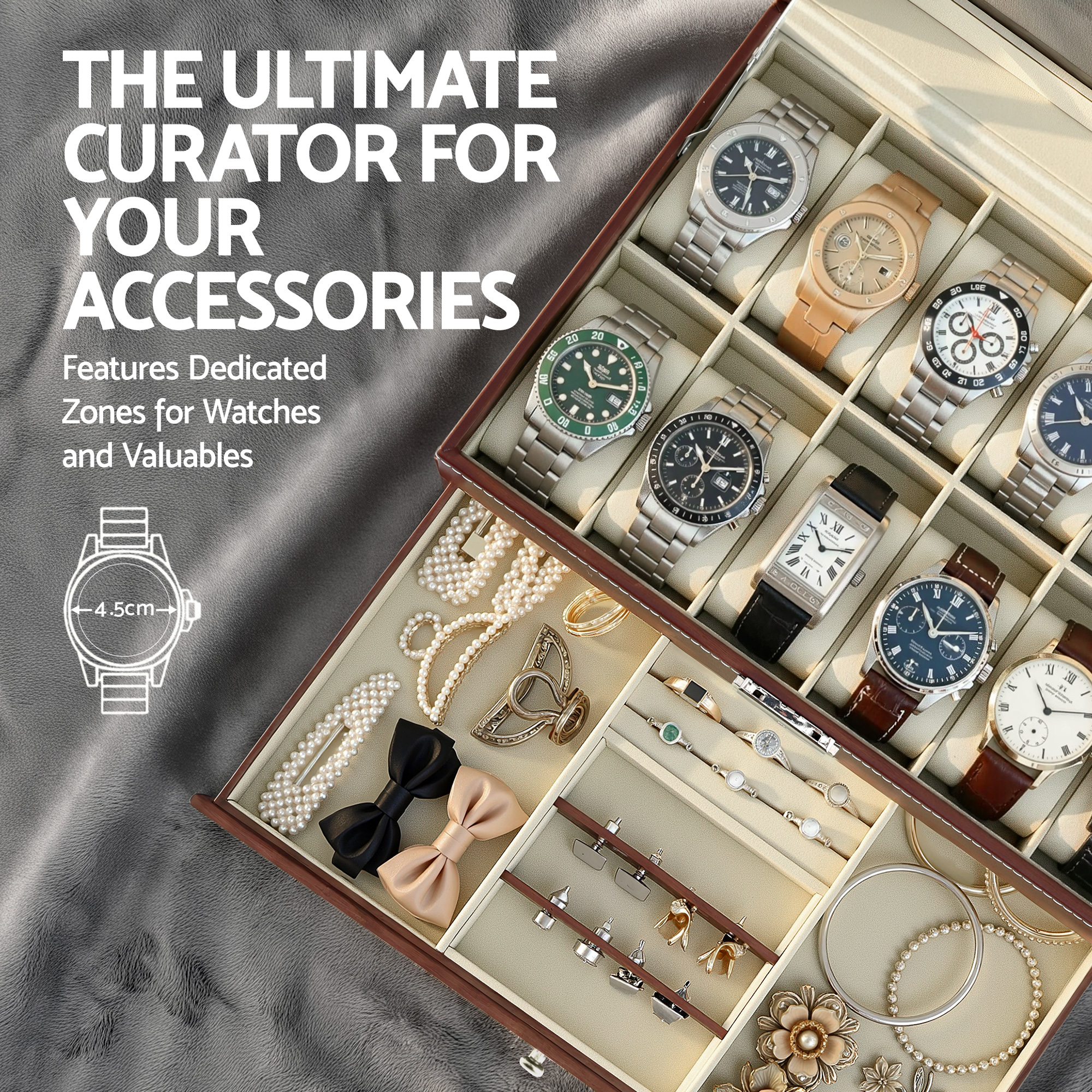 Embellir 12 Grids Watch Box Organizer Case Jewelry Display Storage Showcase โ image 6