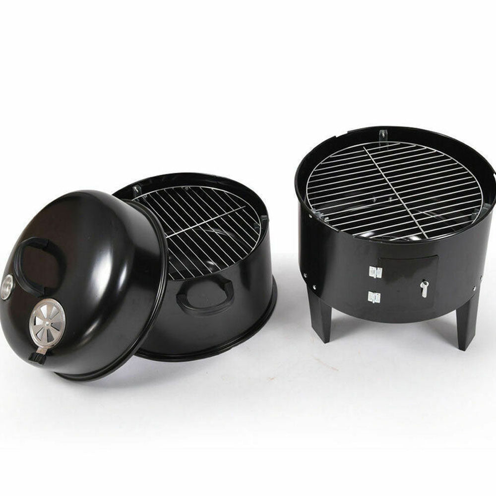 NEW 3in1 Portable Charcoal Vertical Smoker BBQ Roaster Grill Steel Water Steamer — image 2
