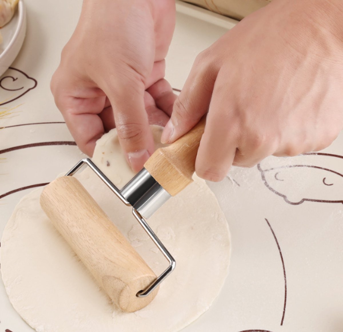 Dough Rolling Machine - Double-Sided Wooden Dough Rolling Machine - Three-Piece Set - Hand Baking Utensils - Smooth Non-Stick Coating - Suitable for Baking โ image 4