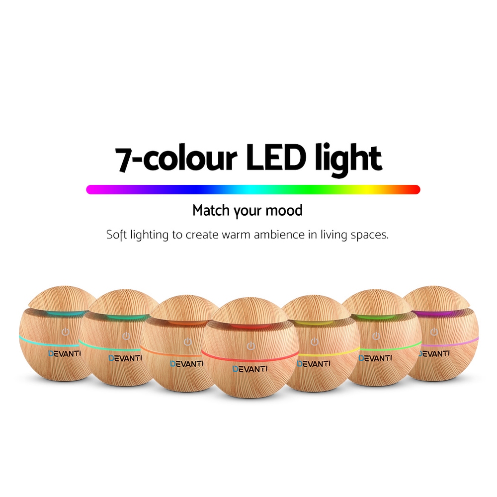 Devanti Aroma Diffuser Aromatherapy Light Wood 130ml โ image 4